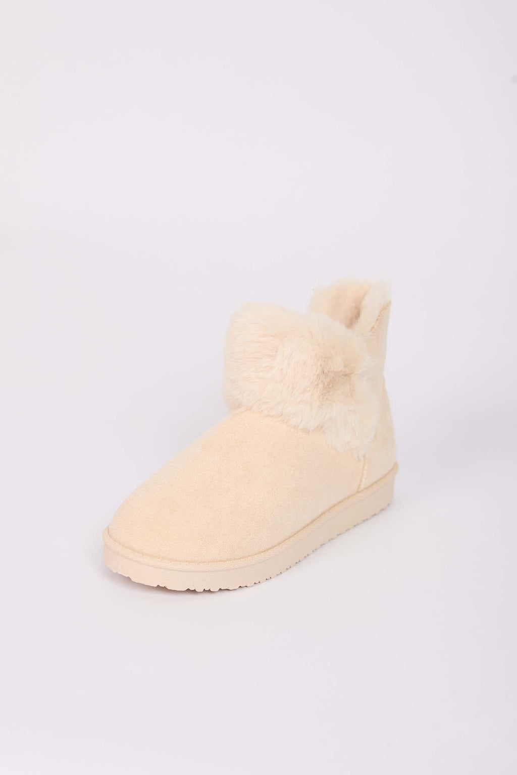 Women Furry Beige Shoes