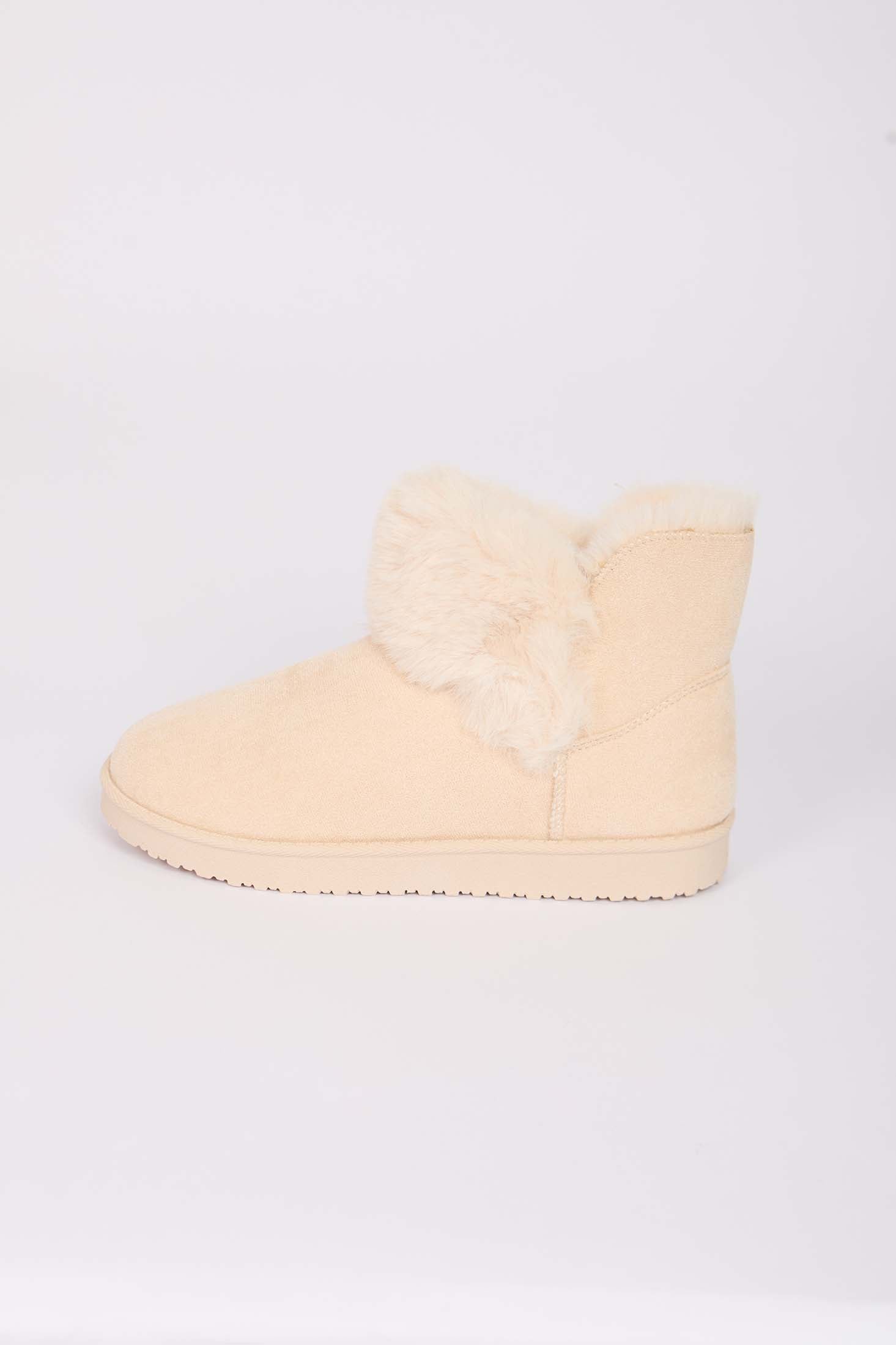 Women Furry Beige Shoes