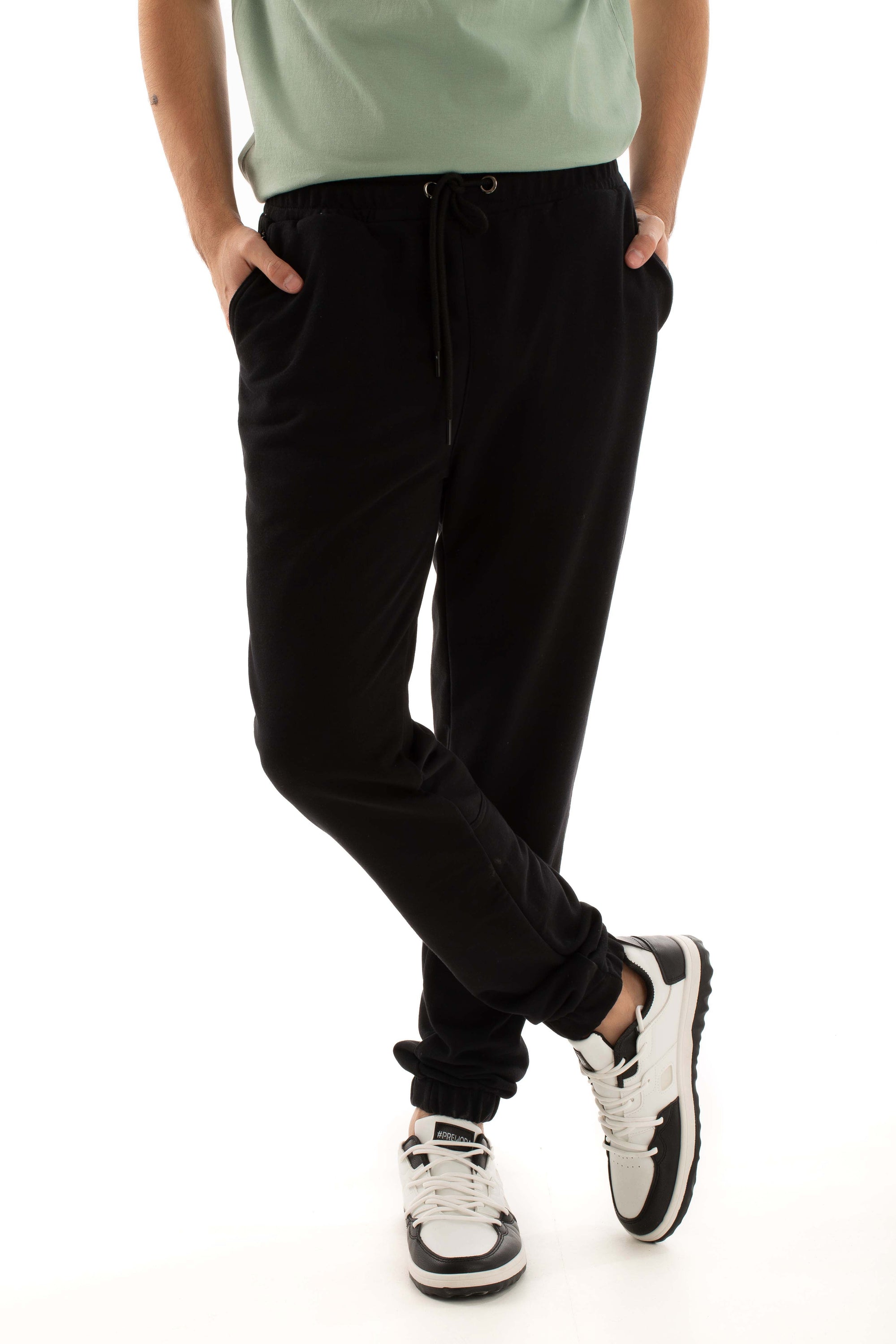 Slim Fit Solid Slip On Pants