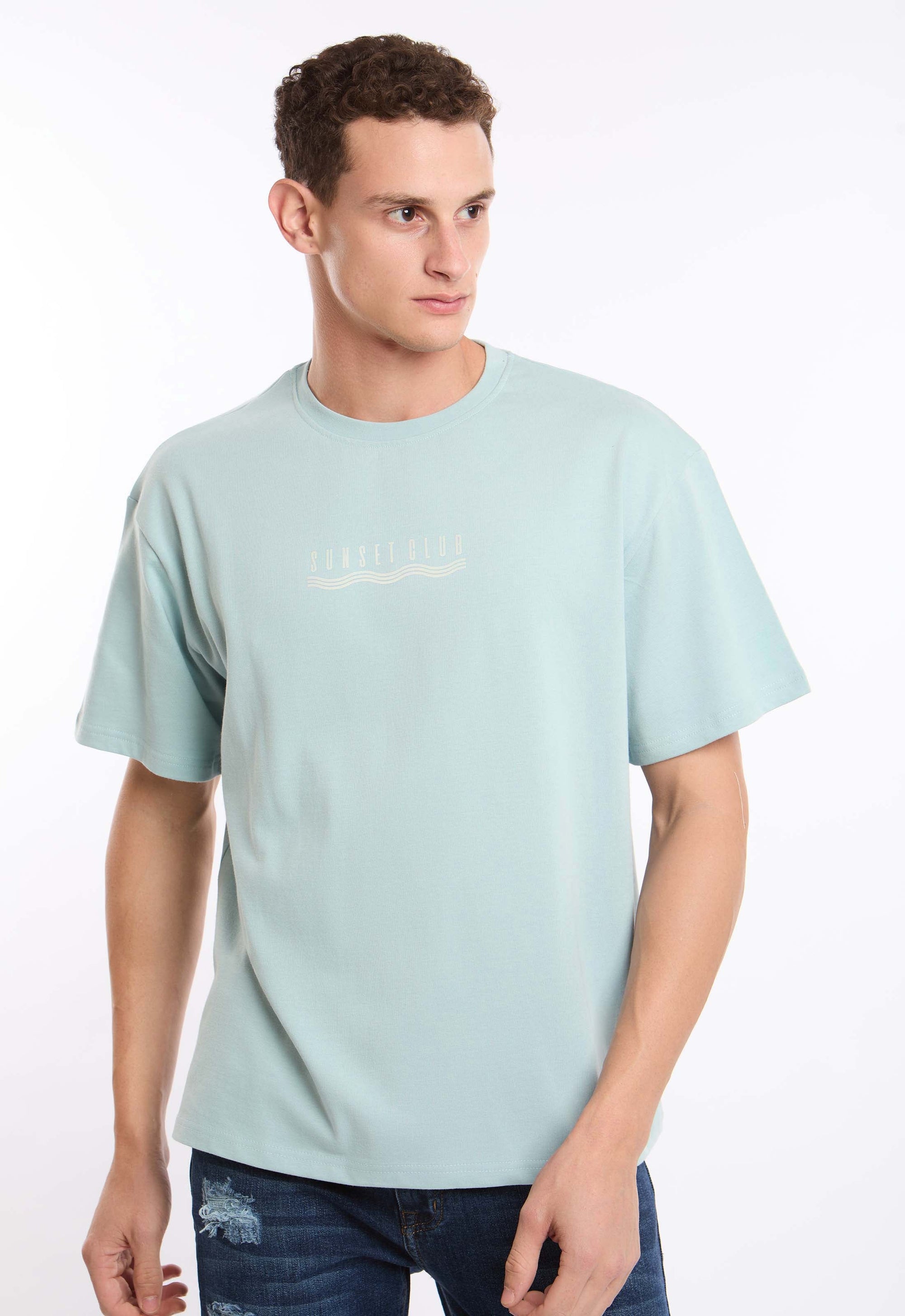 "Sunset Club" Print Summer Viscose Tee