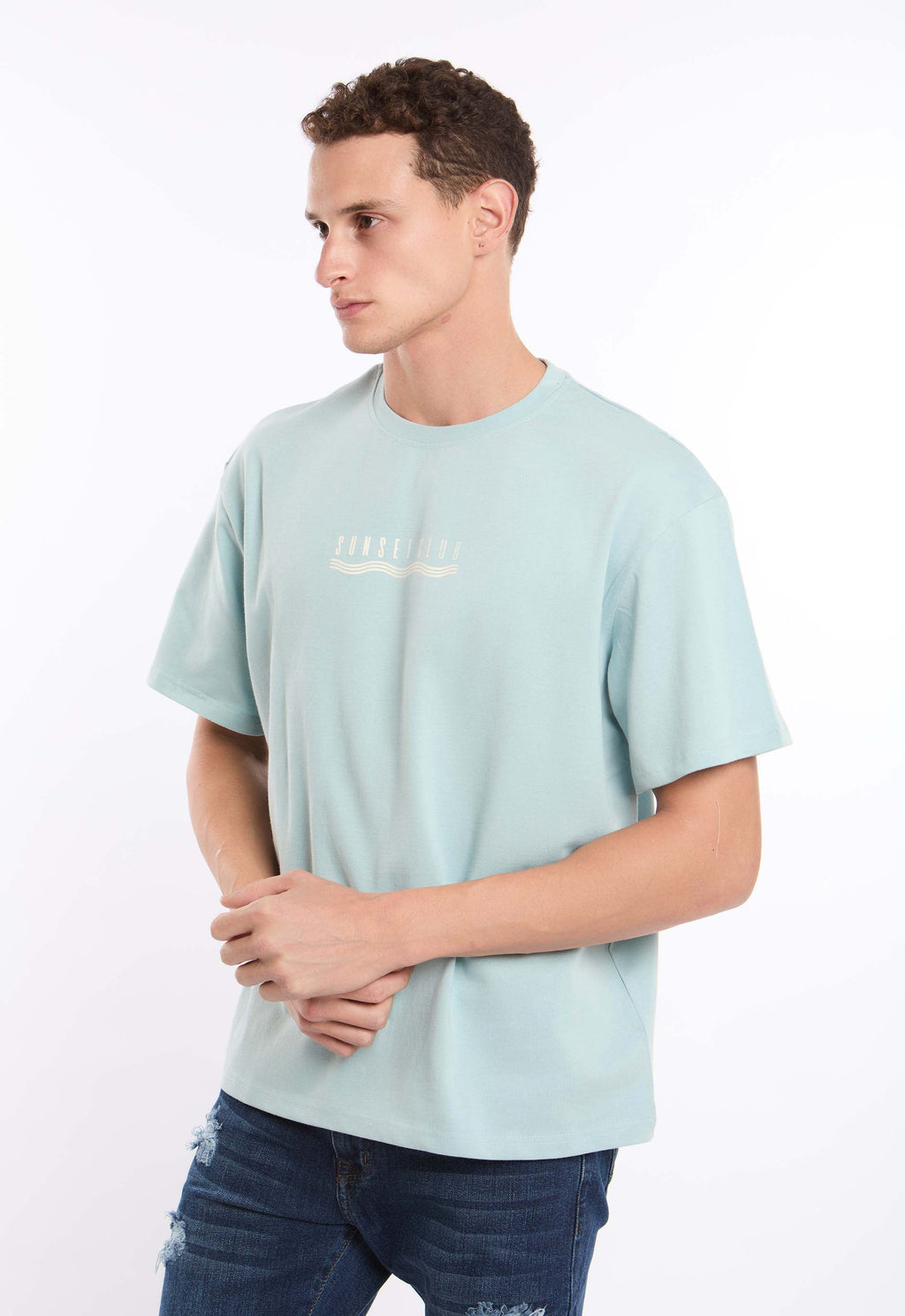 "Sunset Club" Print Summer Viscose Tee