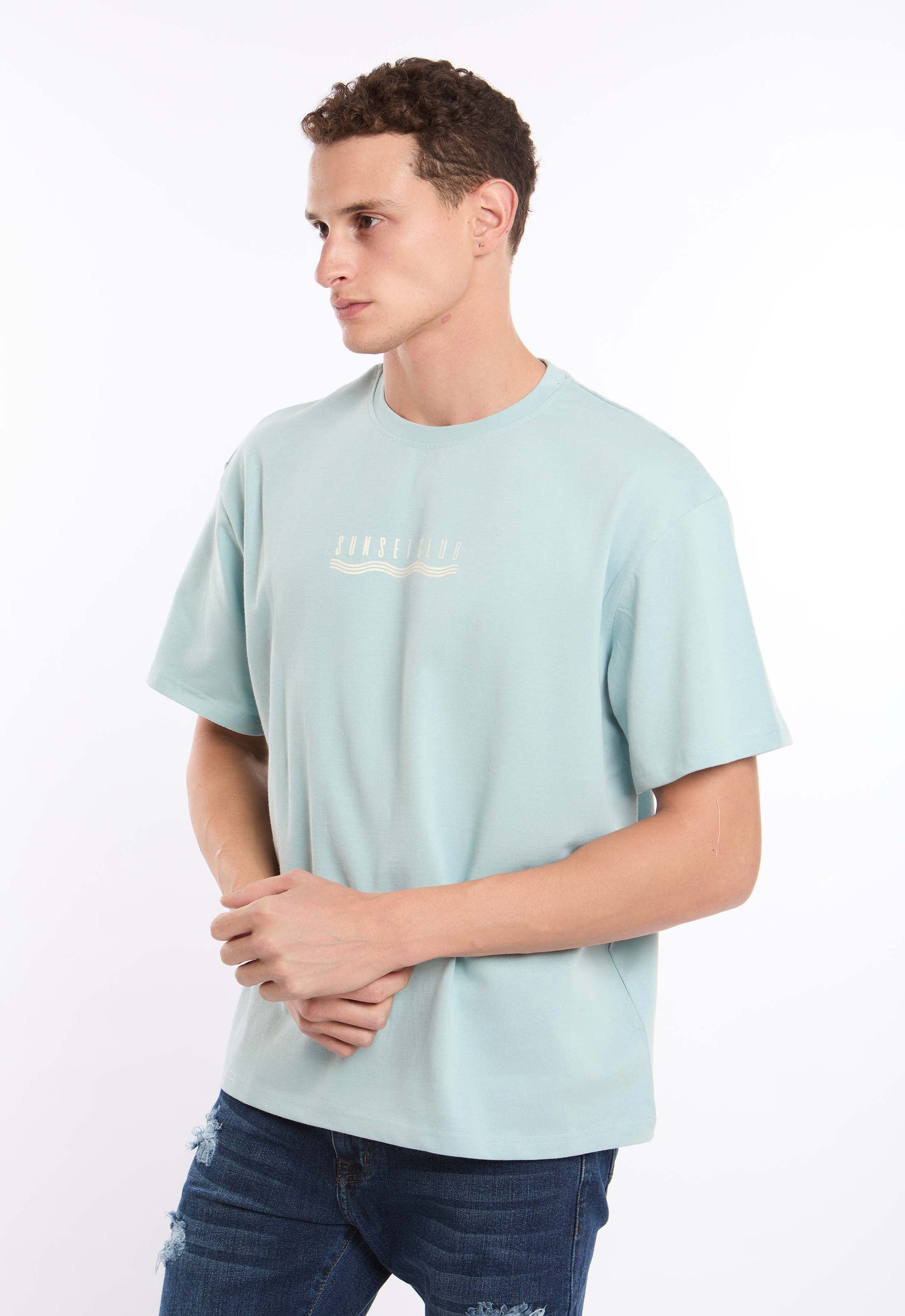 "Sunset Club" Print Summer Viscose Tee