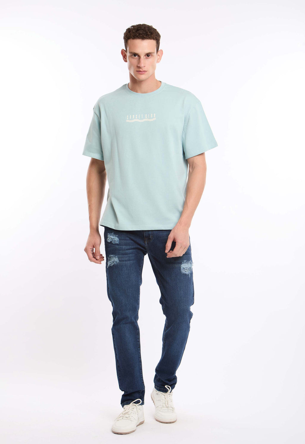 "Sunset Club" Print Summer Viscose Tee