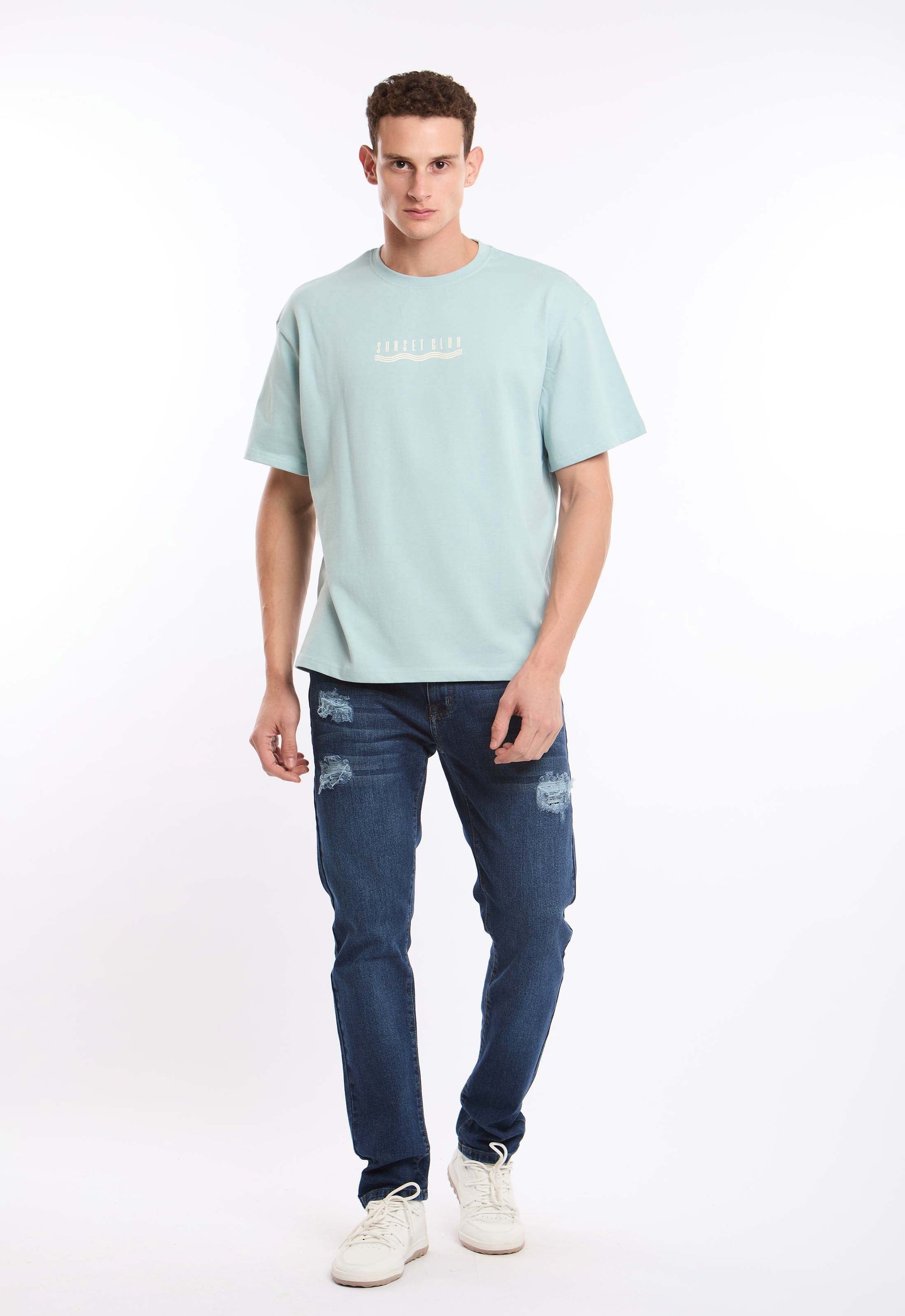 "Sunset Club" Print Summer Viscose Tee