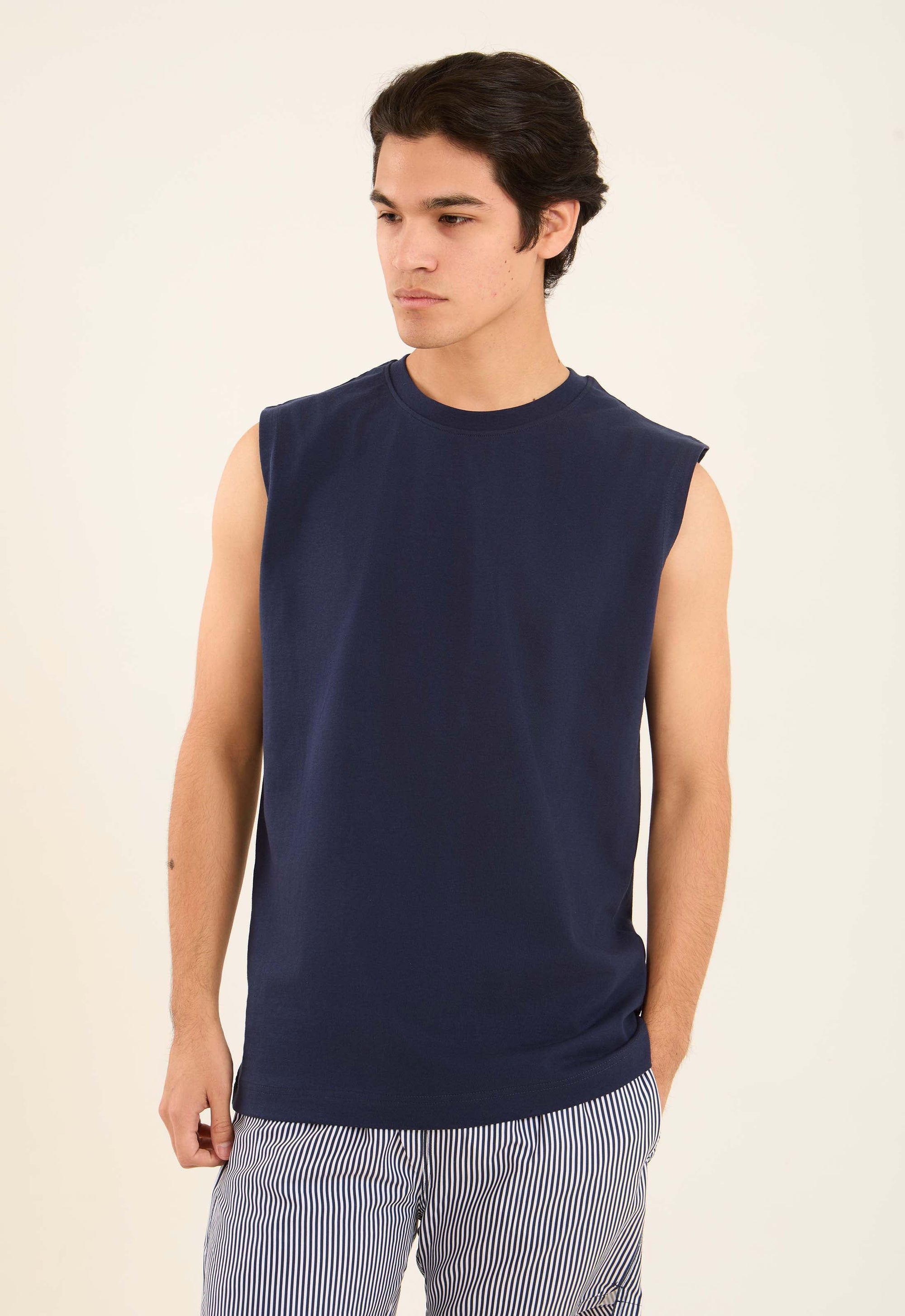Crew Neck Solid Basic Tank Top