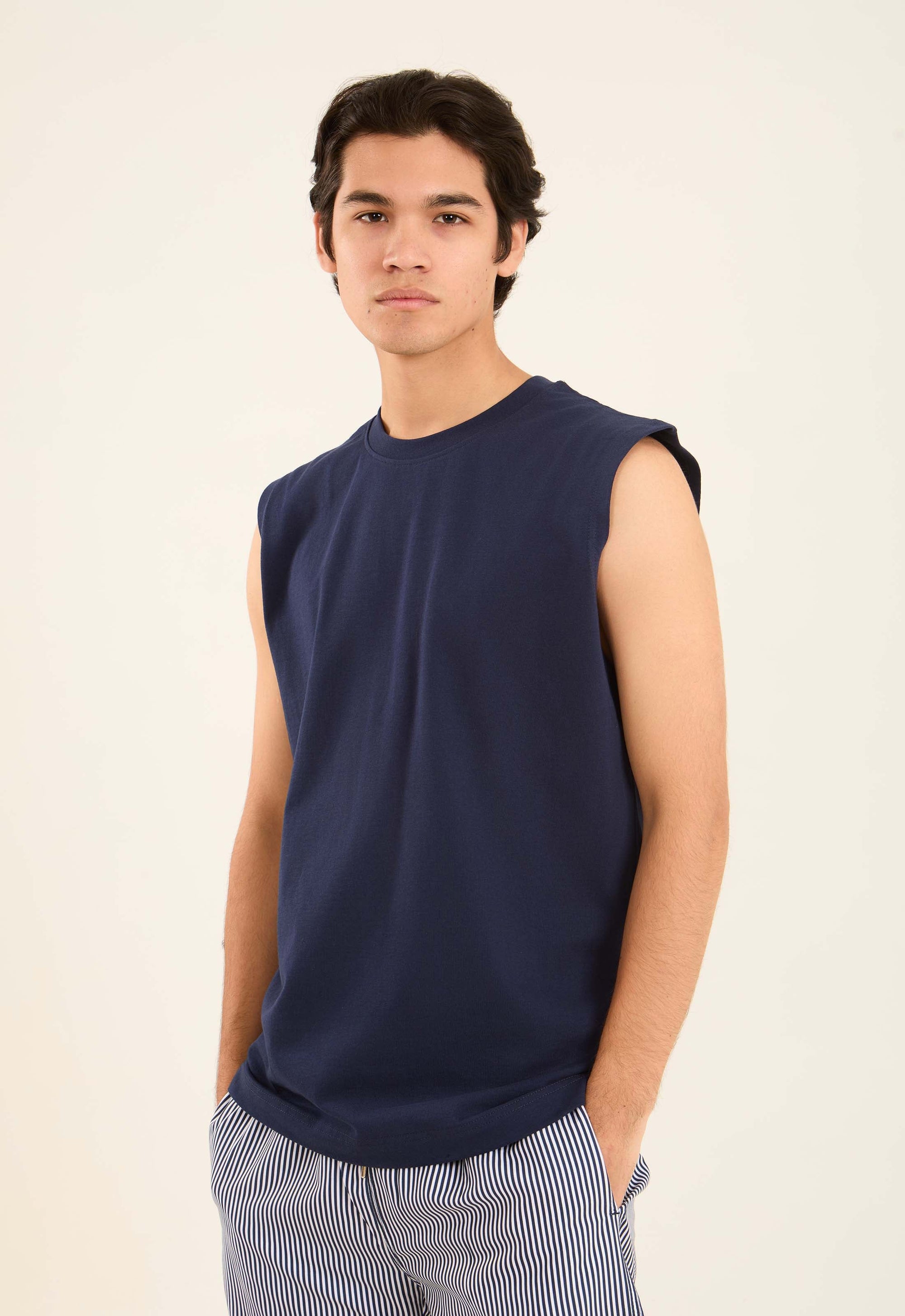 Crew Neck Solid Basic Tank Top