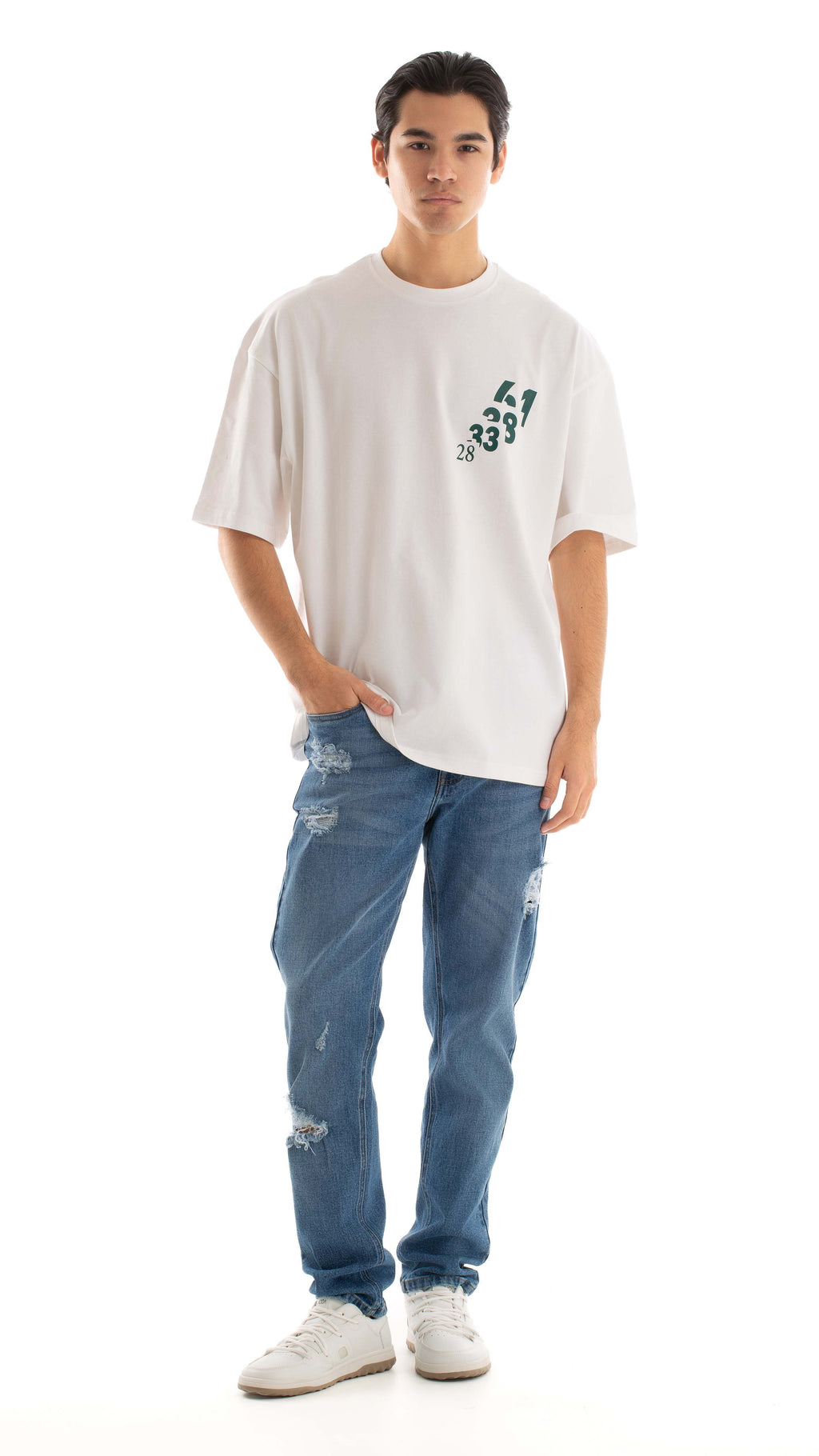 Printed Elbow Sleeves Slip On Tee