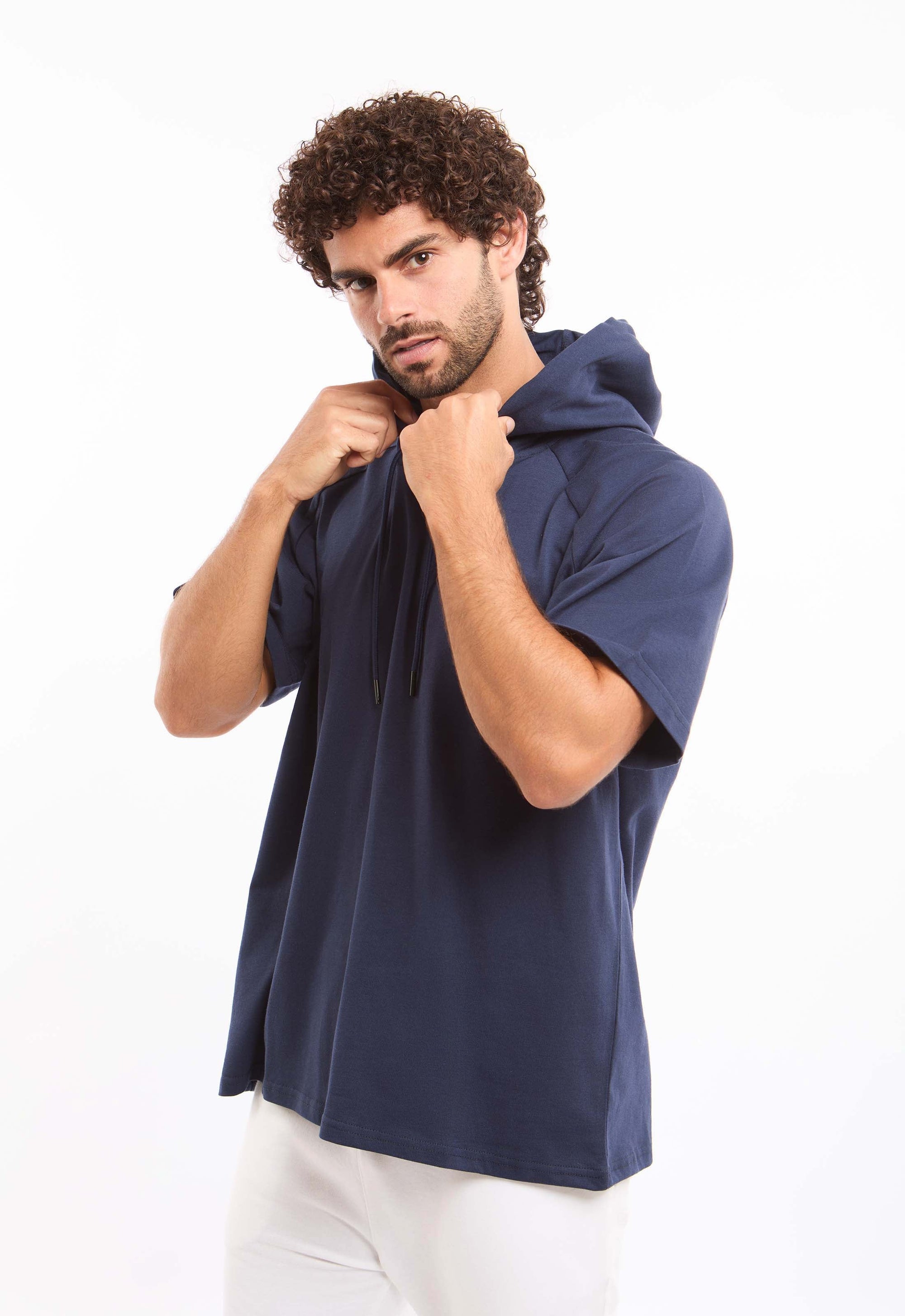 Hooded Neck with Drawstring Solid Tee
