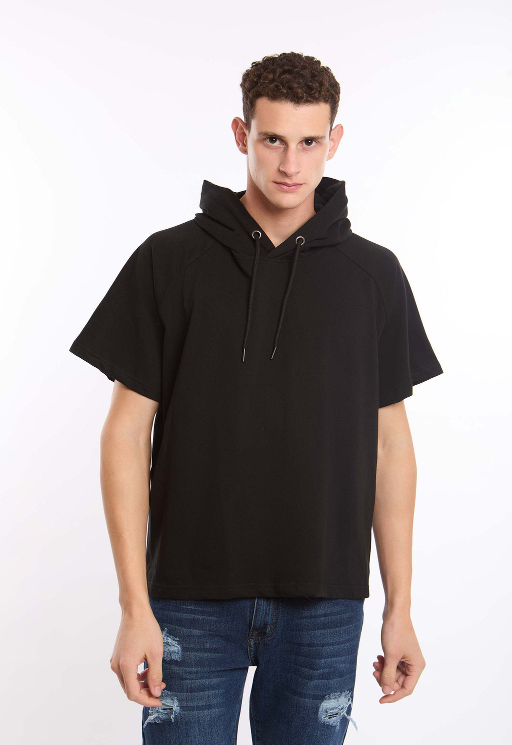 Hooded Neck with Drawstring Solid Tee