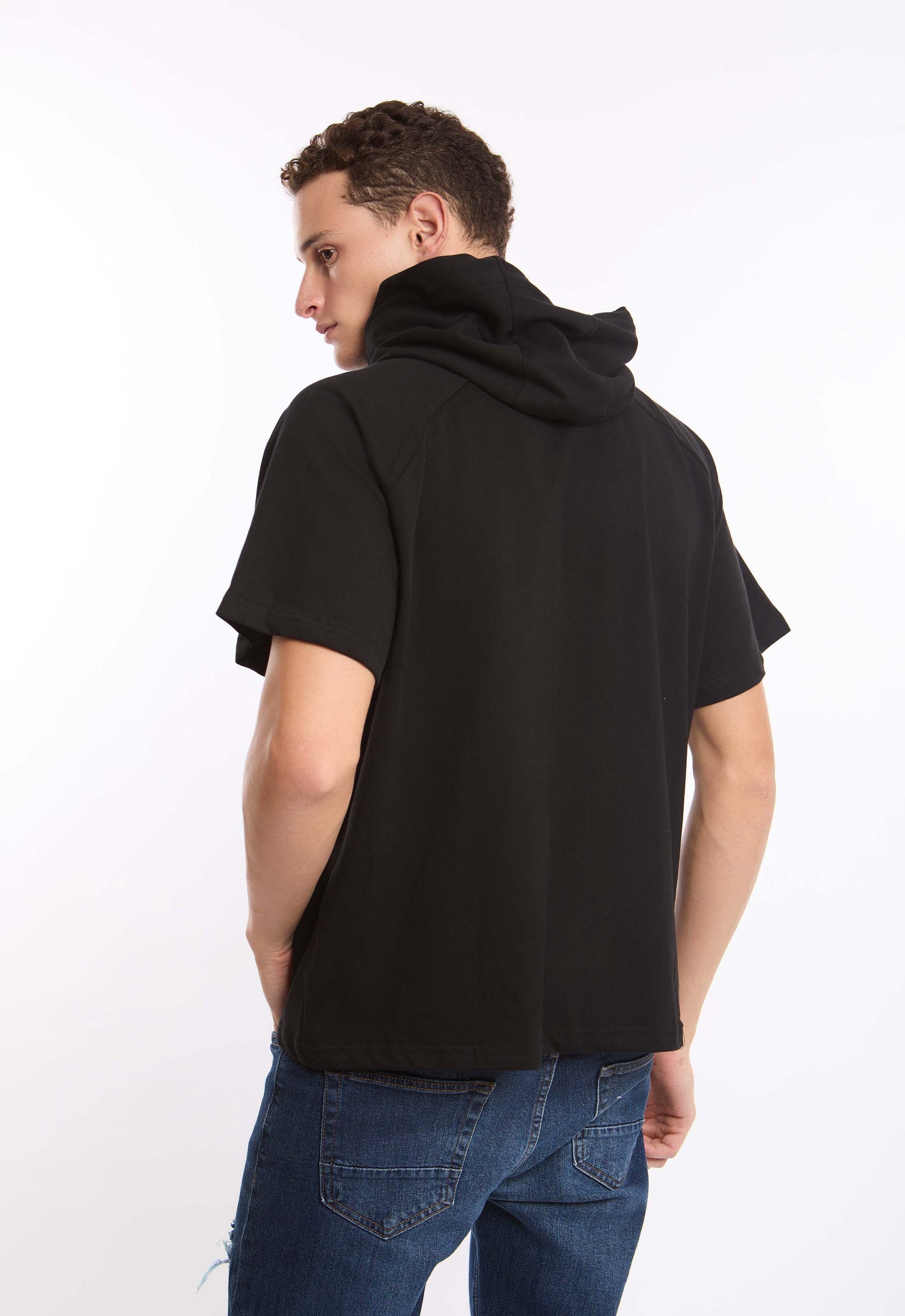 Hooded Neck with Drawstring Solid Tee