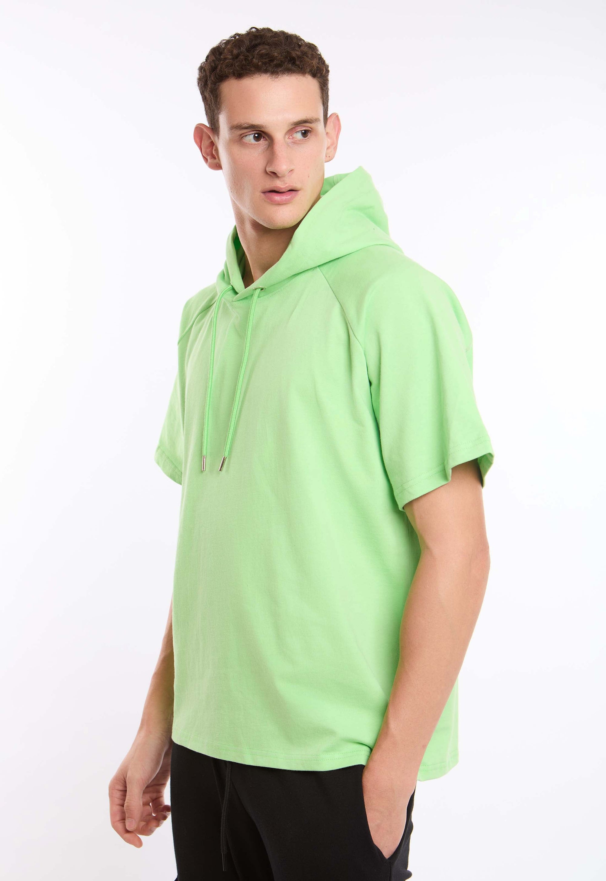 Hooded Neck with Drawstring Solid Tee