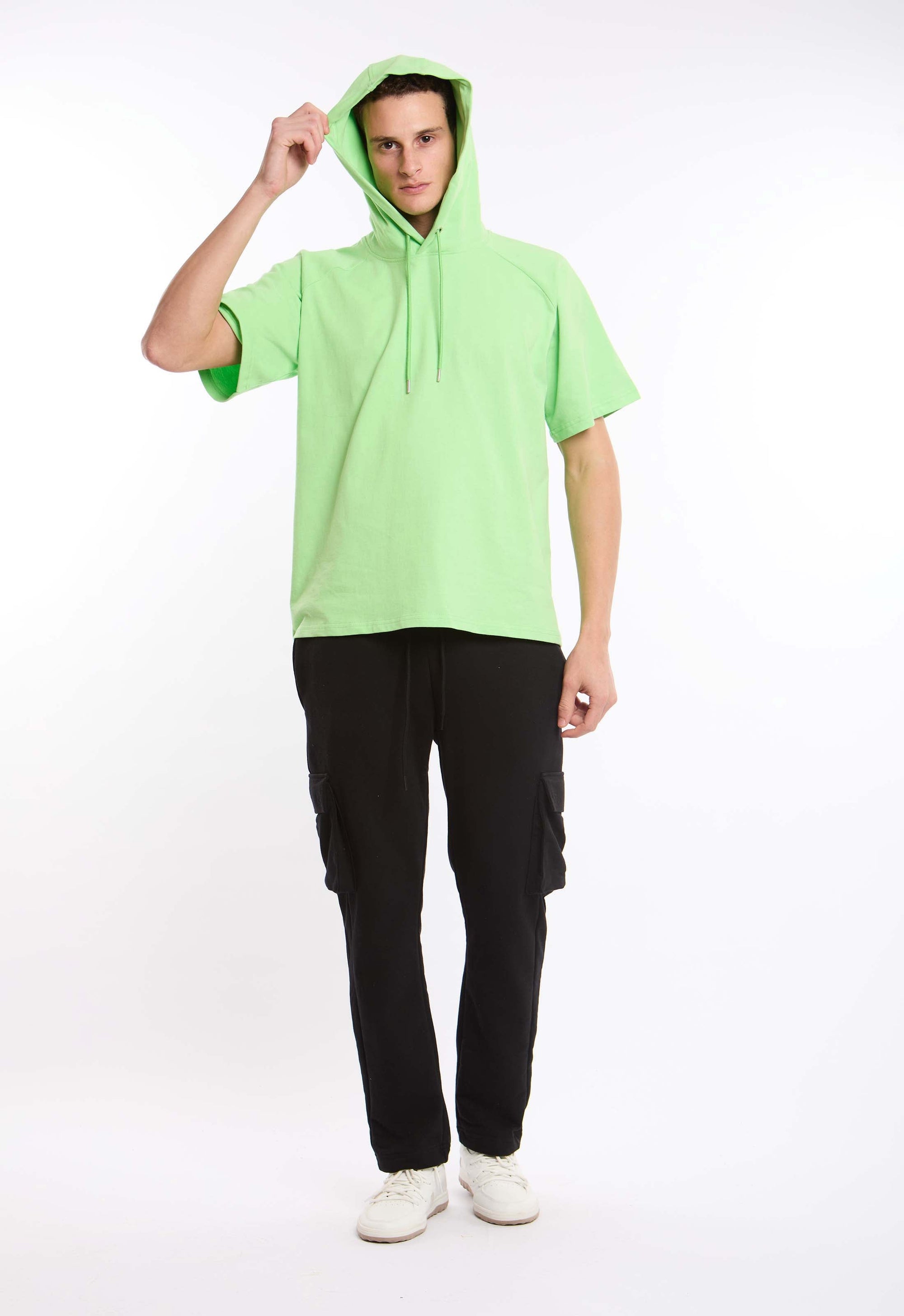 Hooded Neck with Drawstring Solid Tee