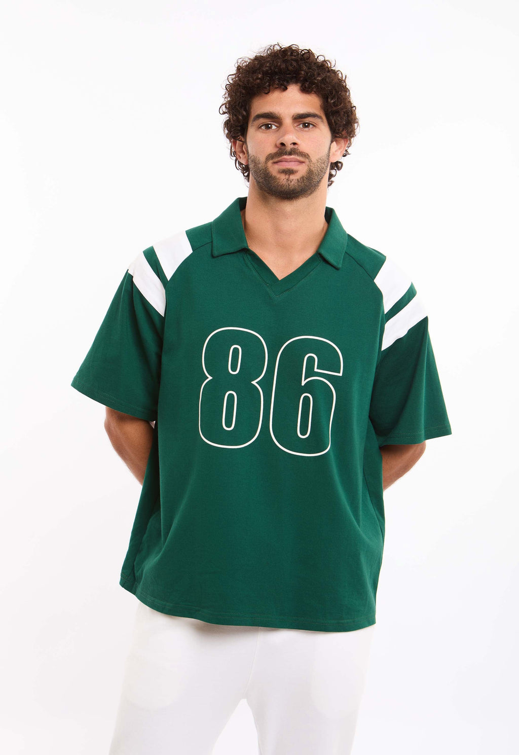 Open V-Neck Relaxed Fit Polo Shirt