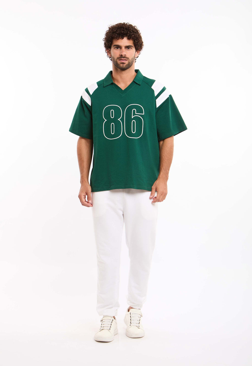 Open V-Neck Relaxed Fit Polo Shirt