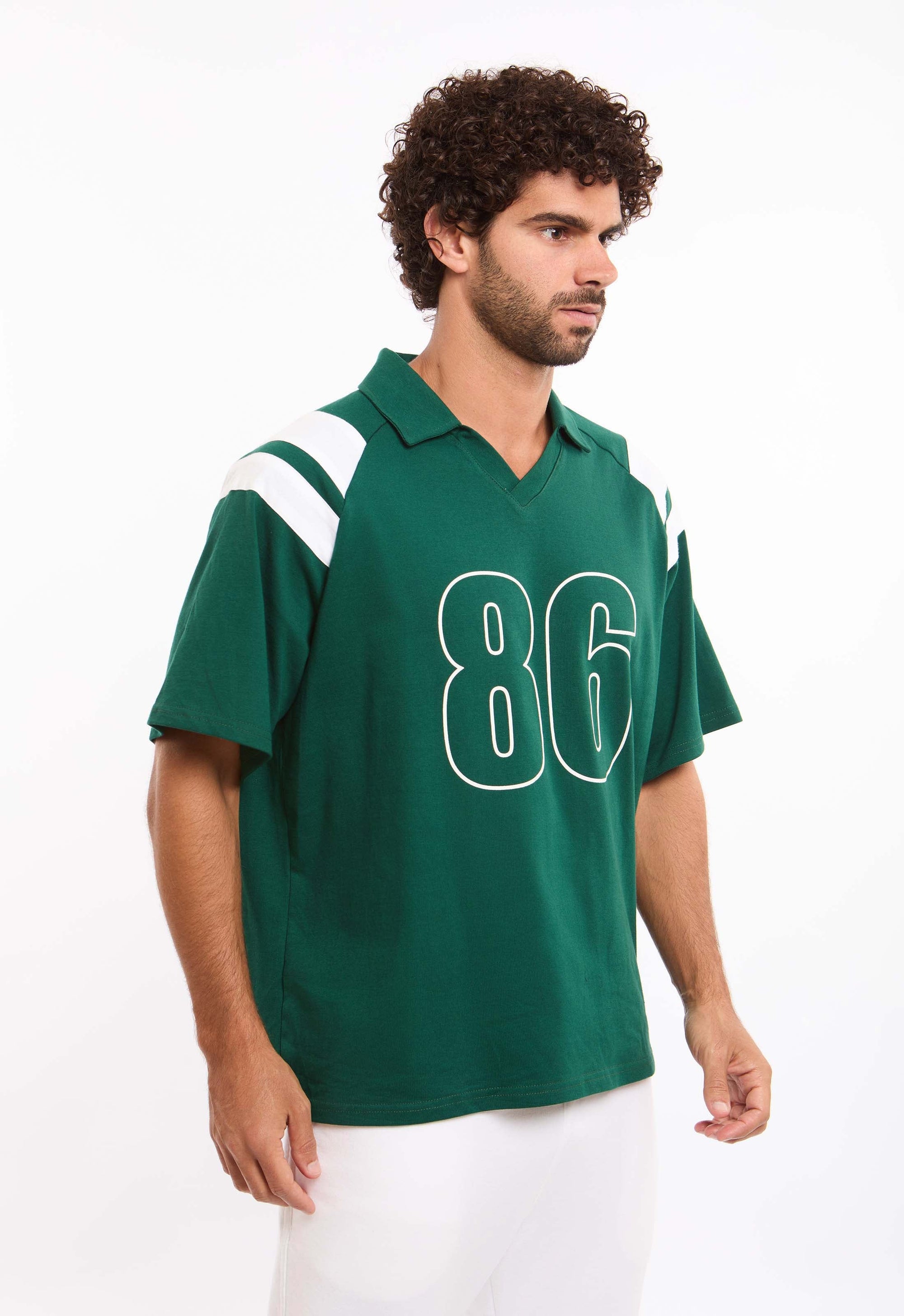 Open V-Neck Relaxed Fit Polo Shirt