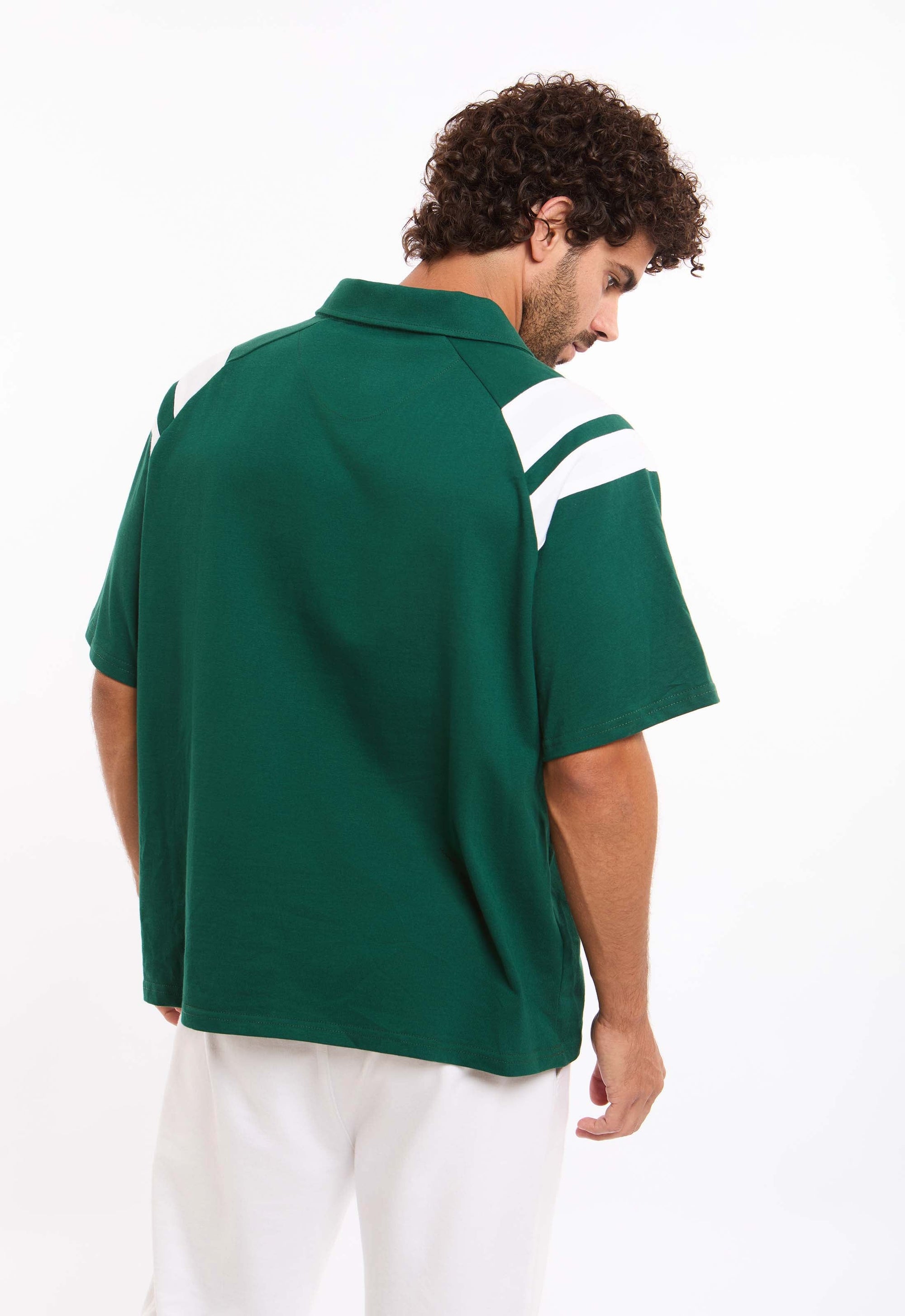 Open V-Neck Relaxed Fit Polo Shirt