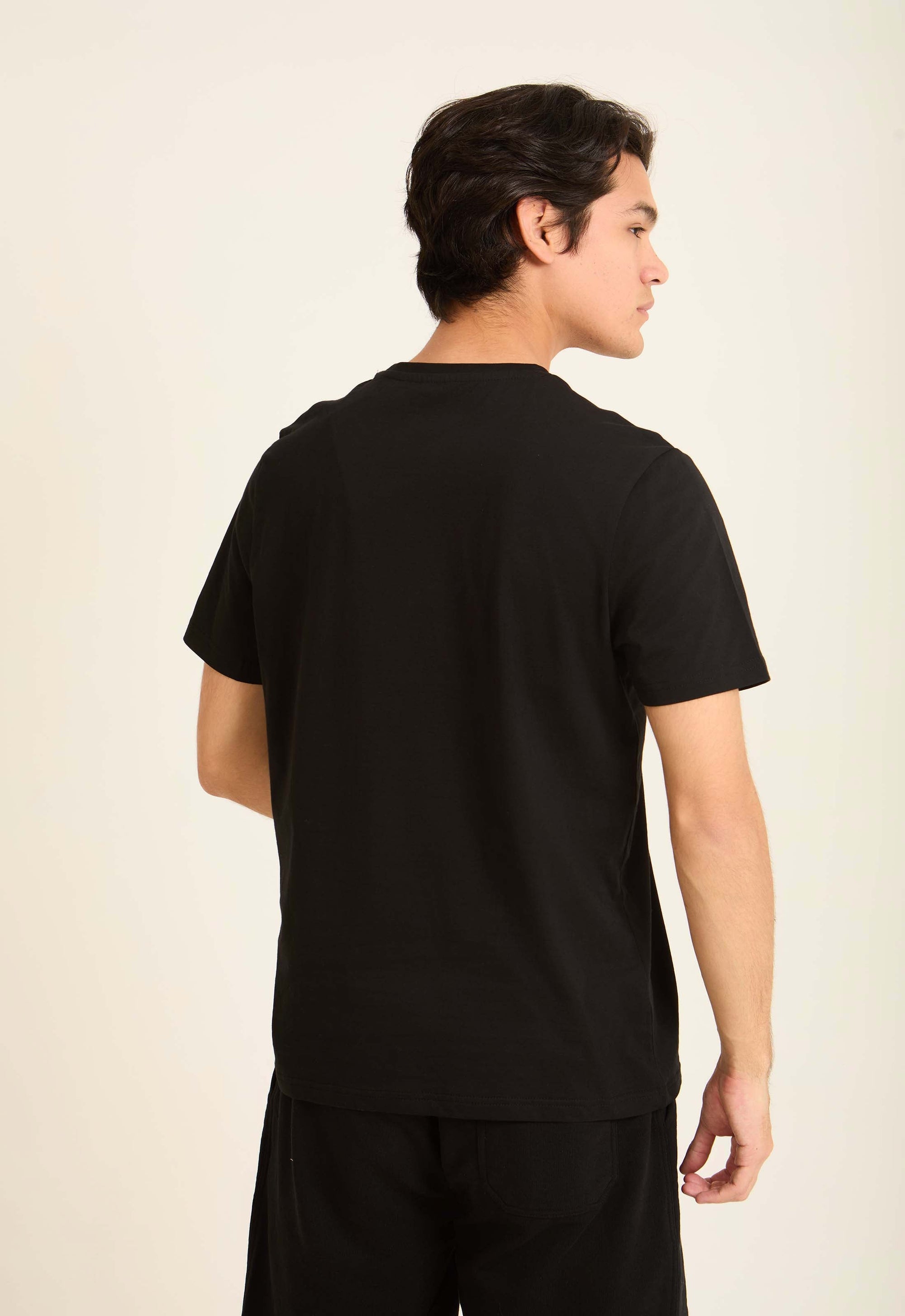 Cotton Tee with Geometric Pattern Pocket