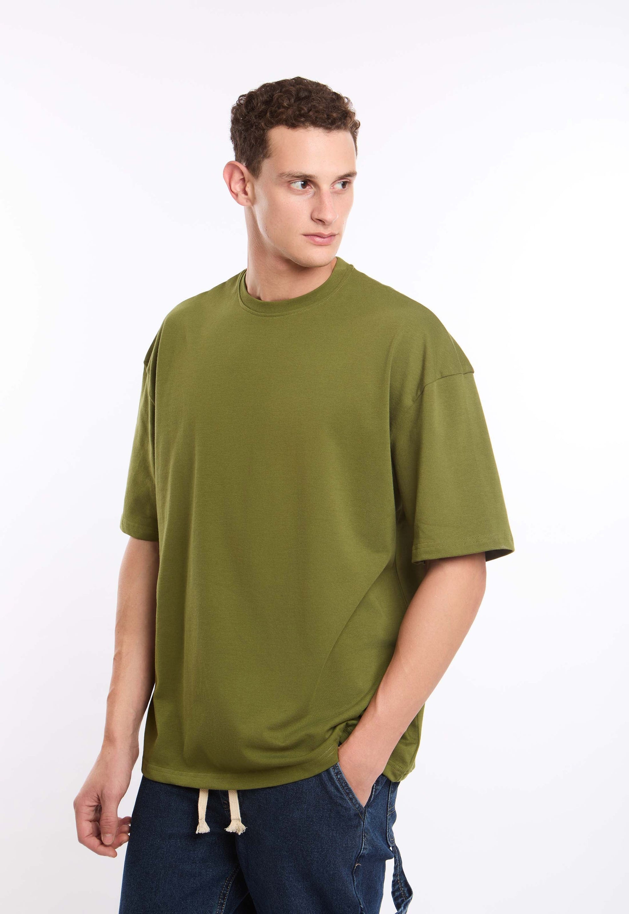 Slip On Elbow-Sleeves Solid Basic Tee