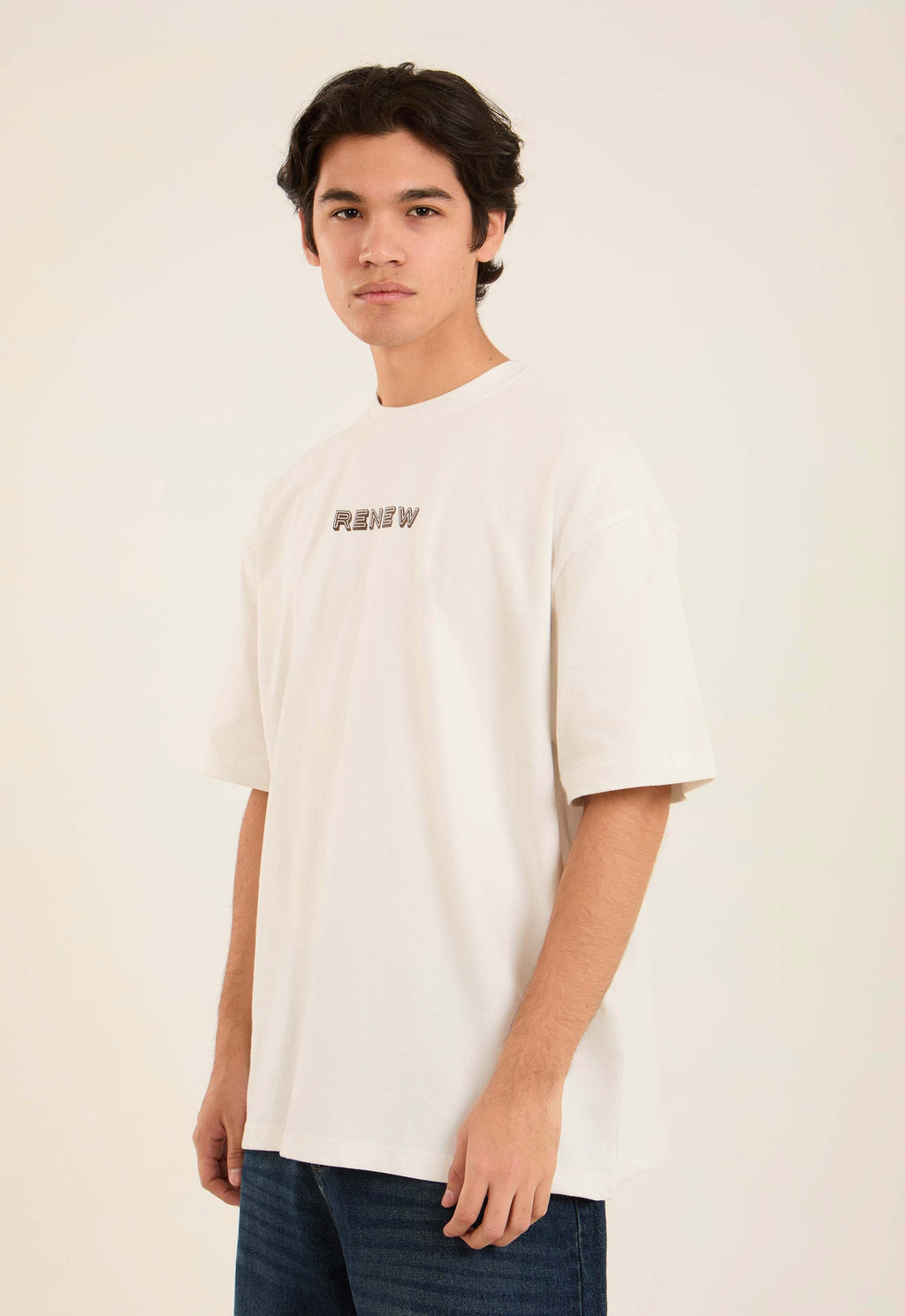 Printed "Renew" Slip On Relaxed Tee