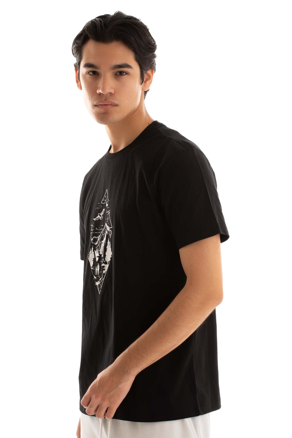Round Neck Short Sleeves Tee with Front Print
