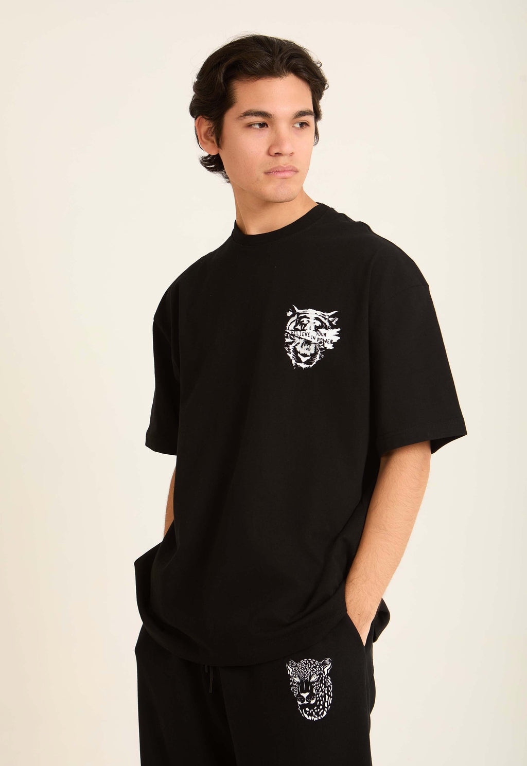 Round Neck Printed Relaxed Fit Tee