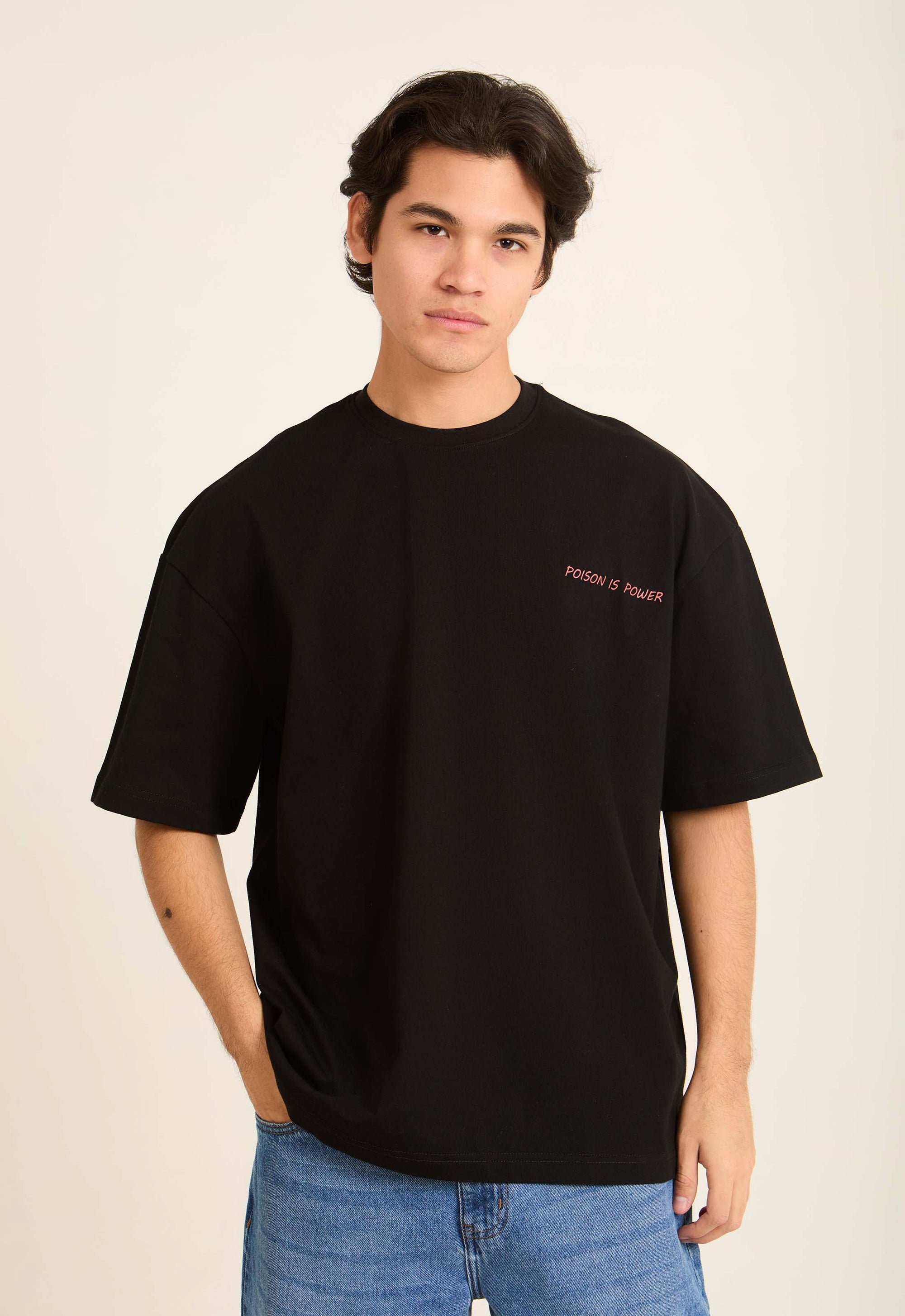 "Poison Is Power" Printed Round Neck Summer Tee