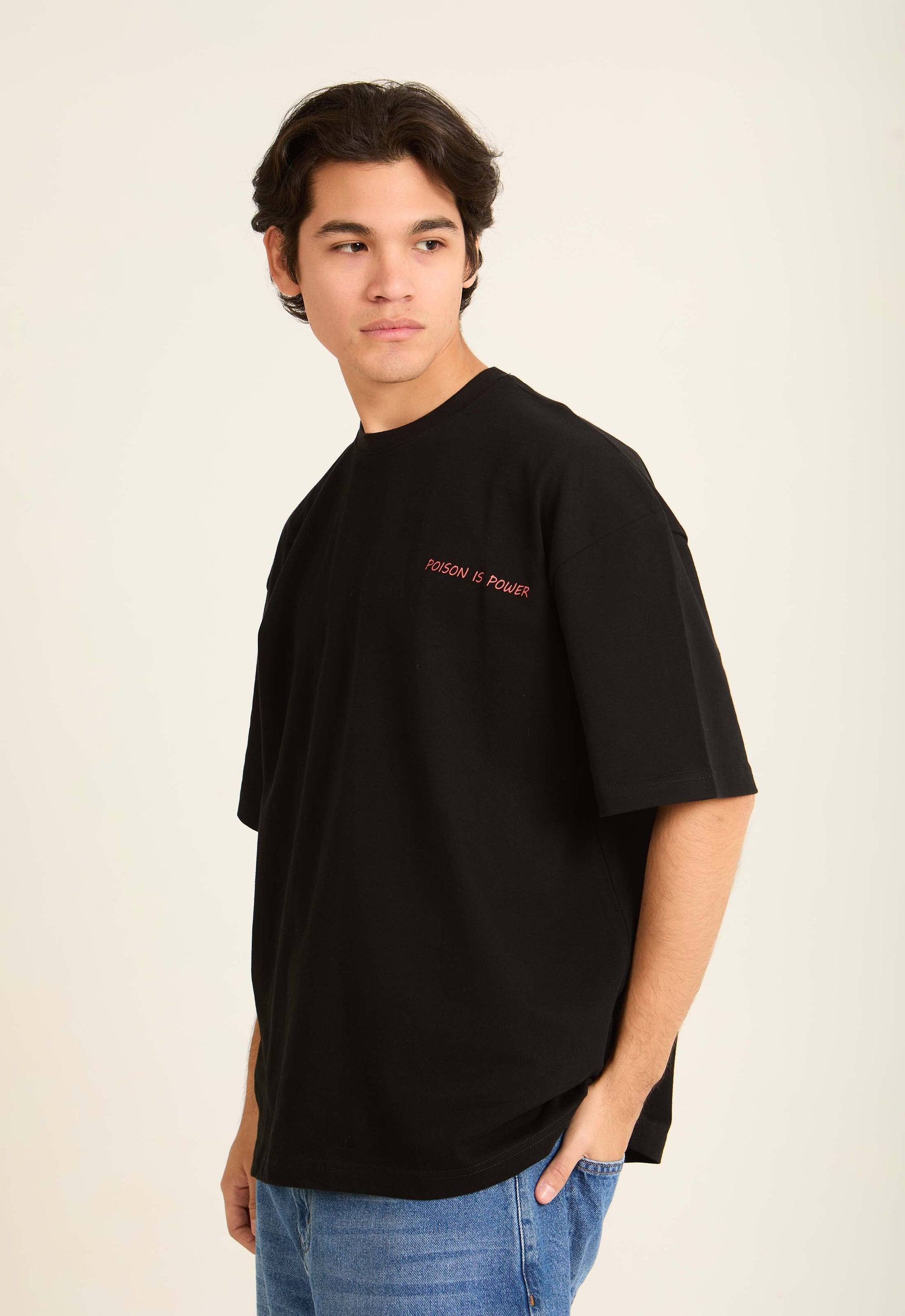 "Poison Is Power" Printed Round Neck Summer Tee