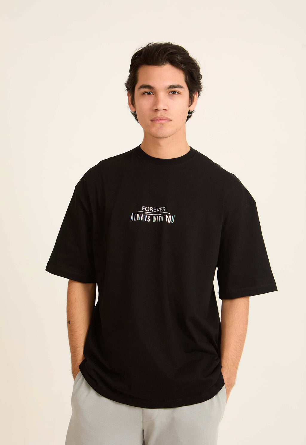 Slip On "Always With You" Printed Cotton Tee