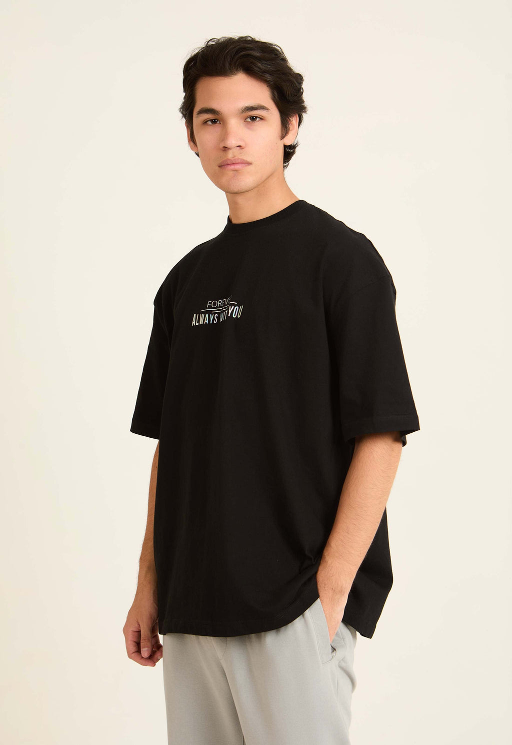 Slip On "Always With You" Printed Cotton Tee