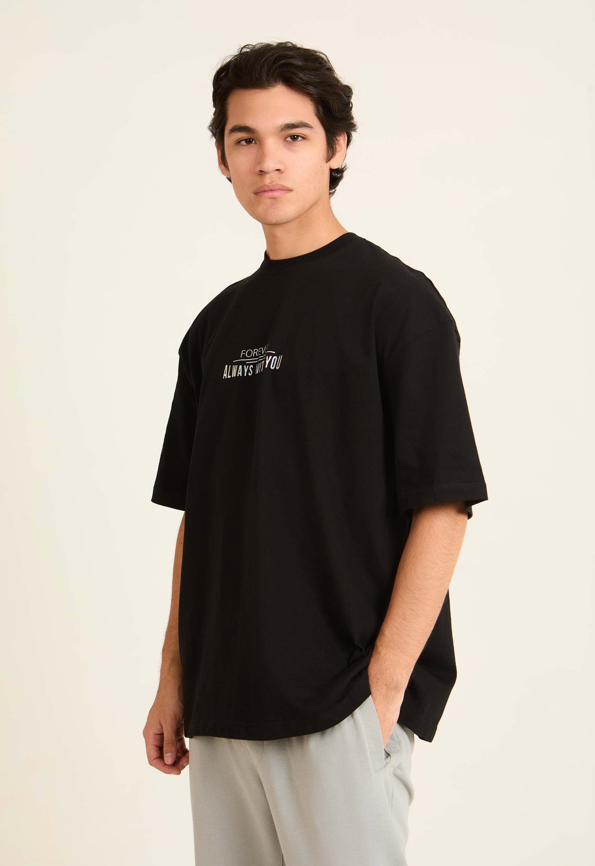 Slip On "Always With You" Printed Cotton Tee