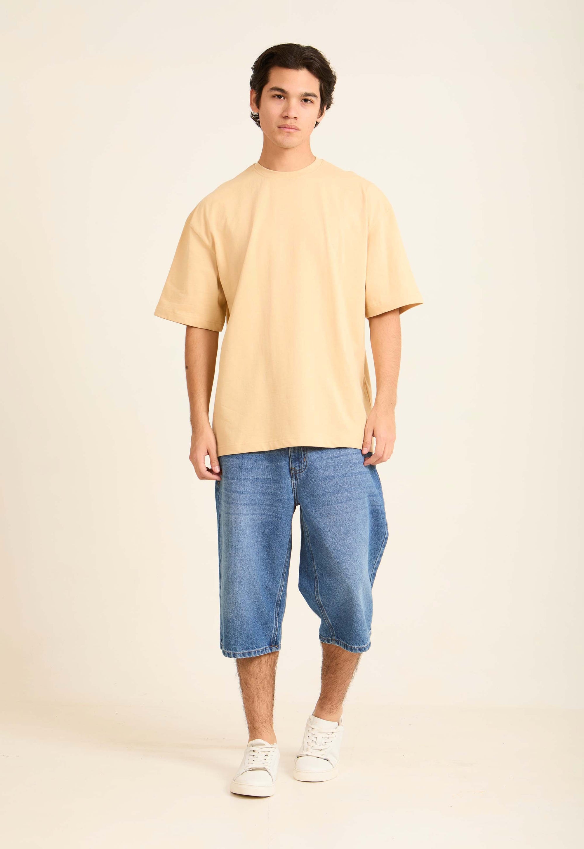 Slip On Solid Round Neck Basic Tee