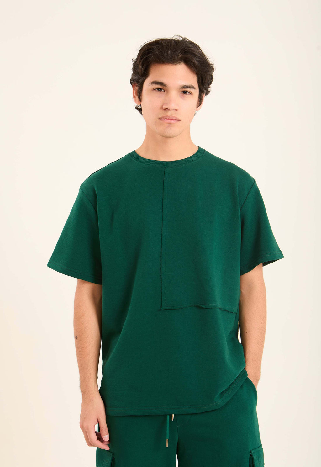 Solid Elbow Sleeves Relaxed Fit Tee