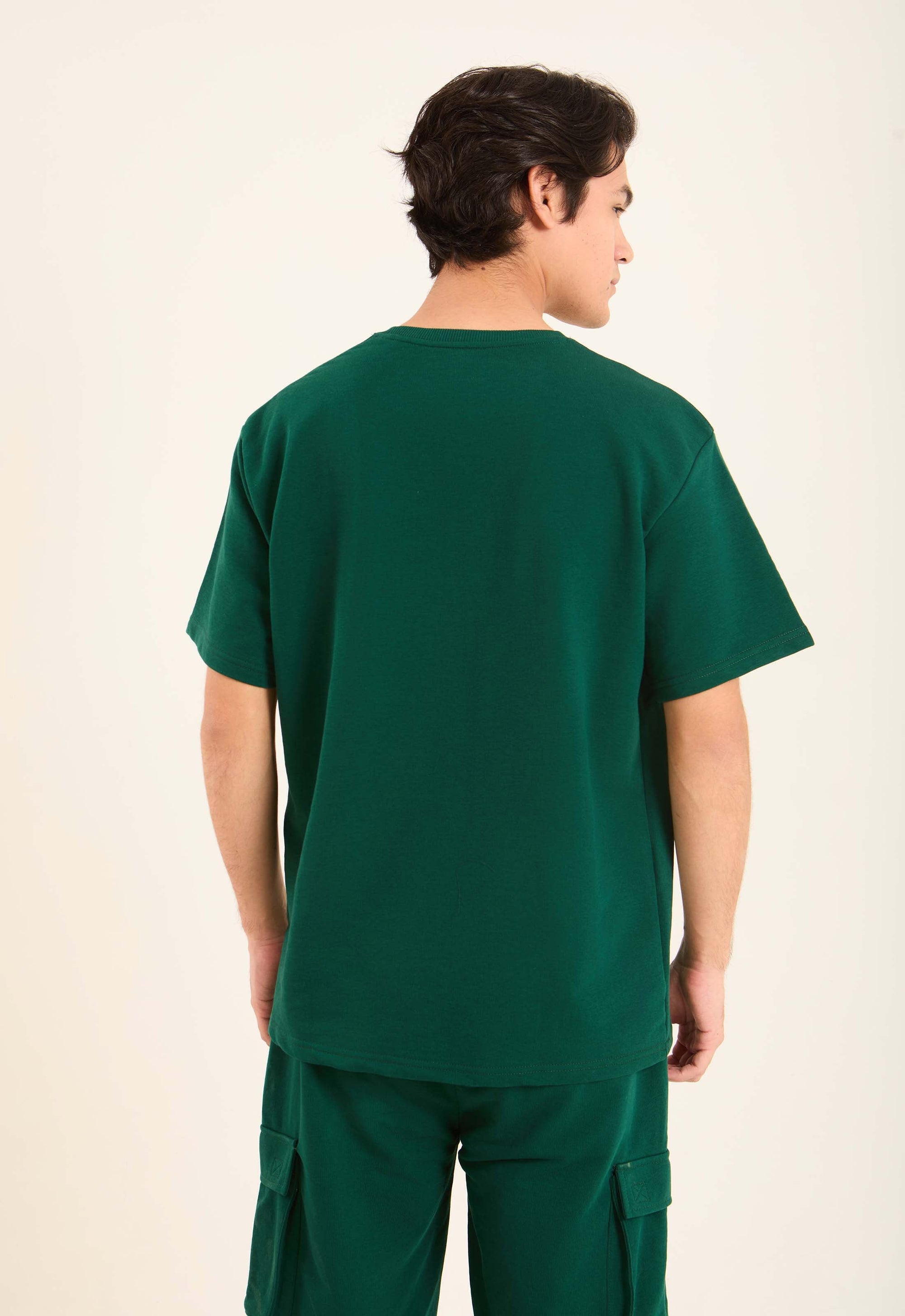 Solid Elbow Sleeves Relaxed Fit Tee