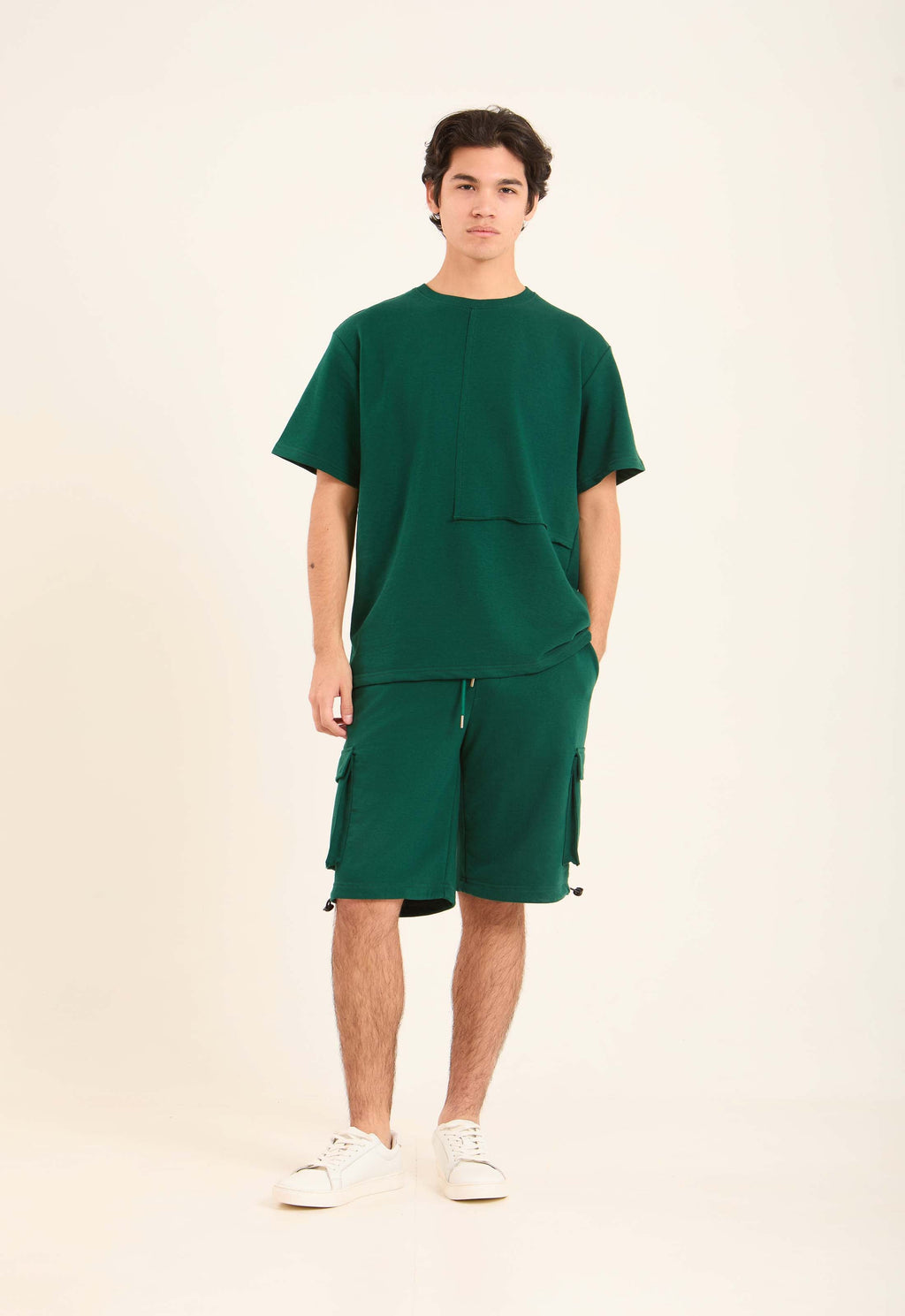 Solid Elbow Sleeves Relaxed Fit Tee