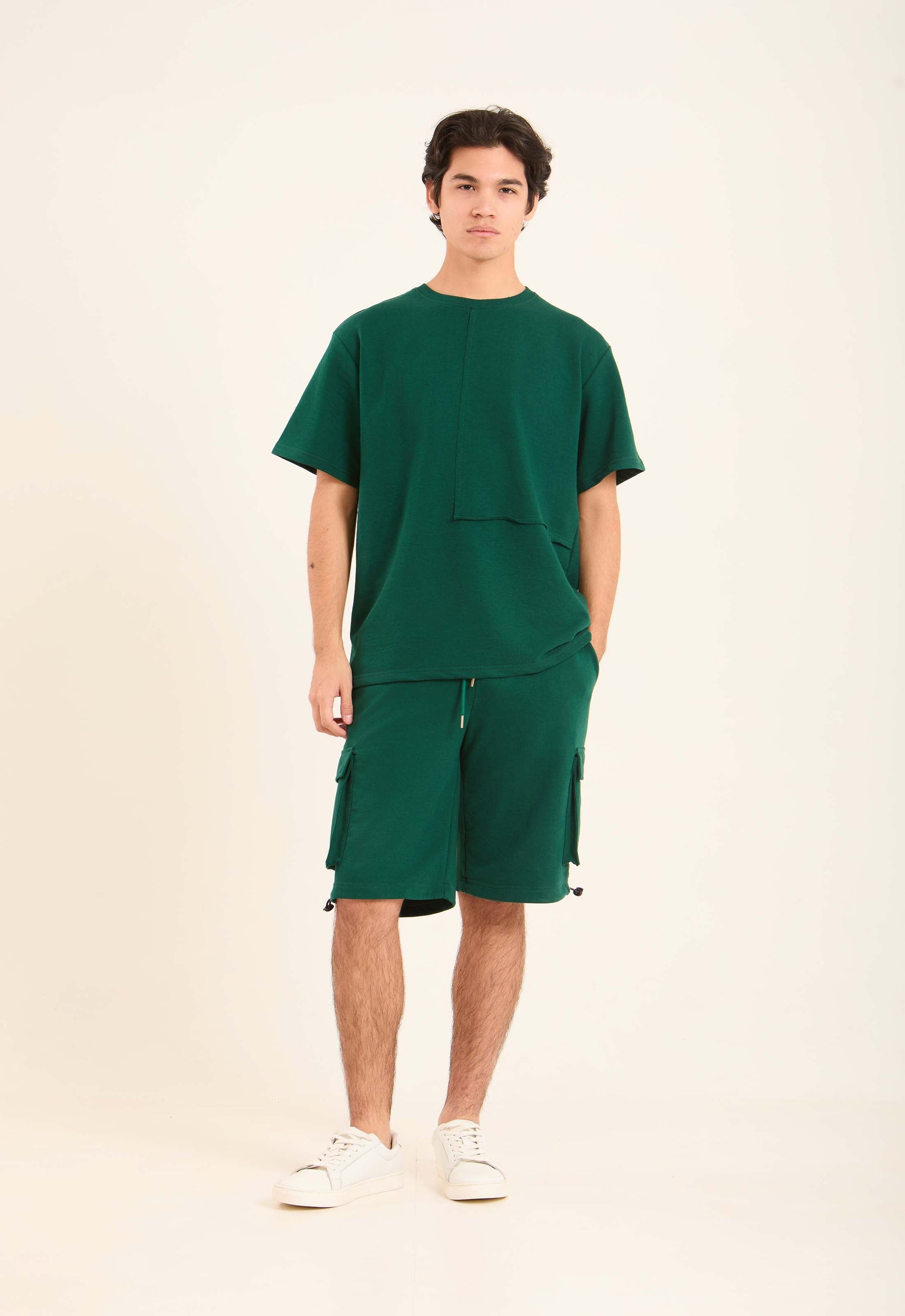 Solid Elbow Sleeves Relaxed Fit Tee