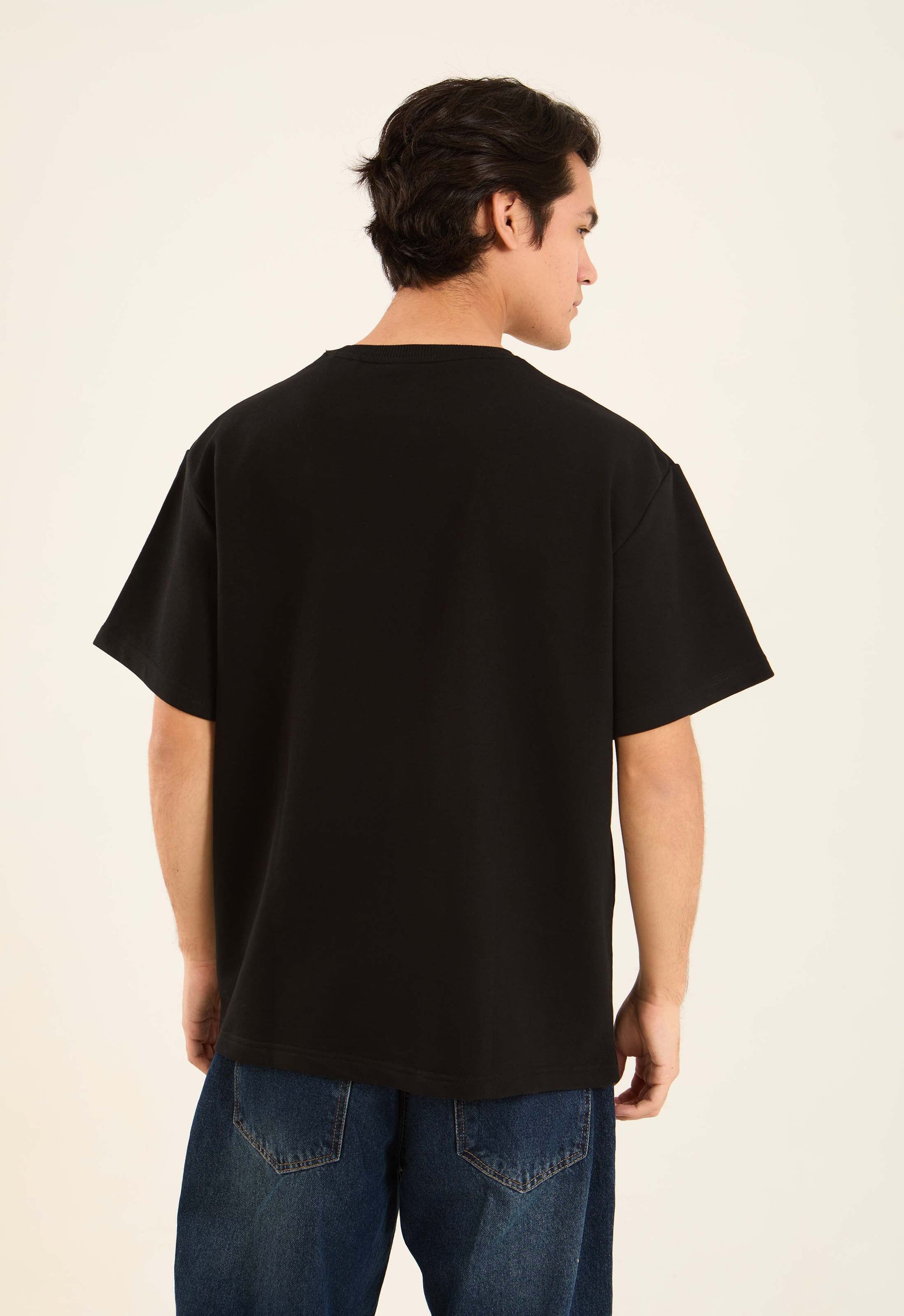 Solid Elbow Sleeves Relaxed Fit Tee