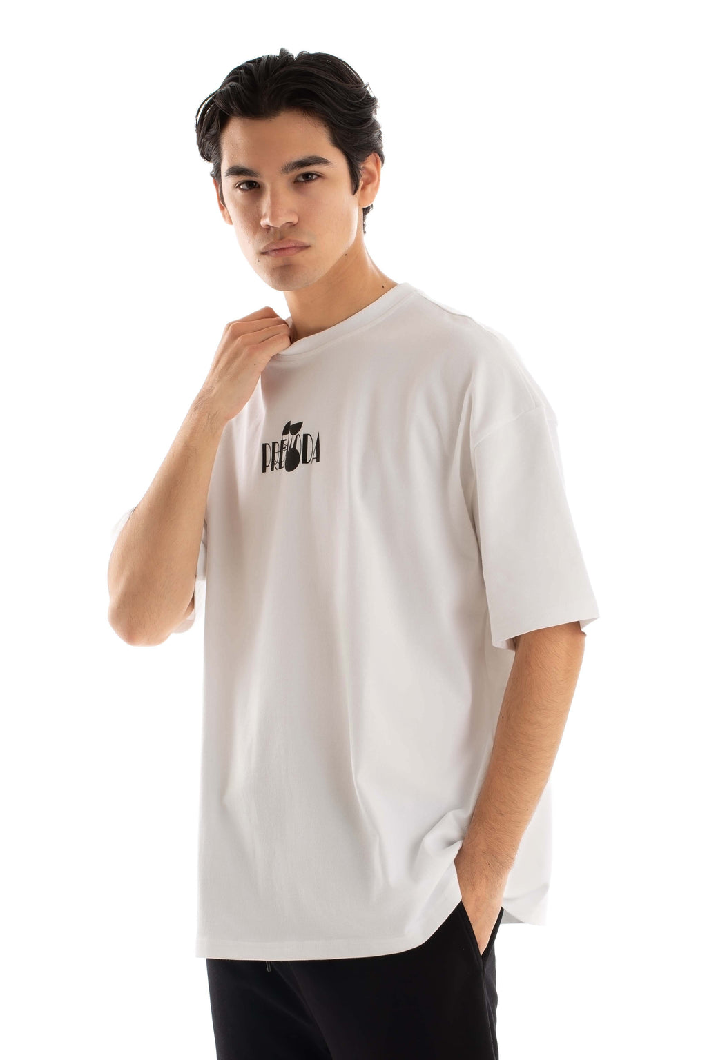 Printed "Premoda" Elbow Sleeves Casual Tee