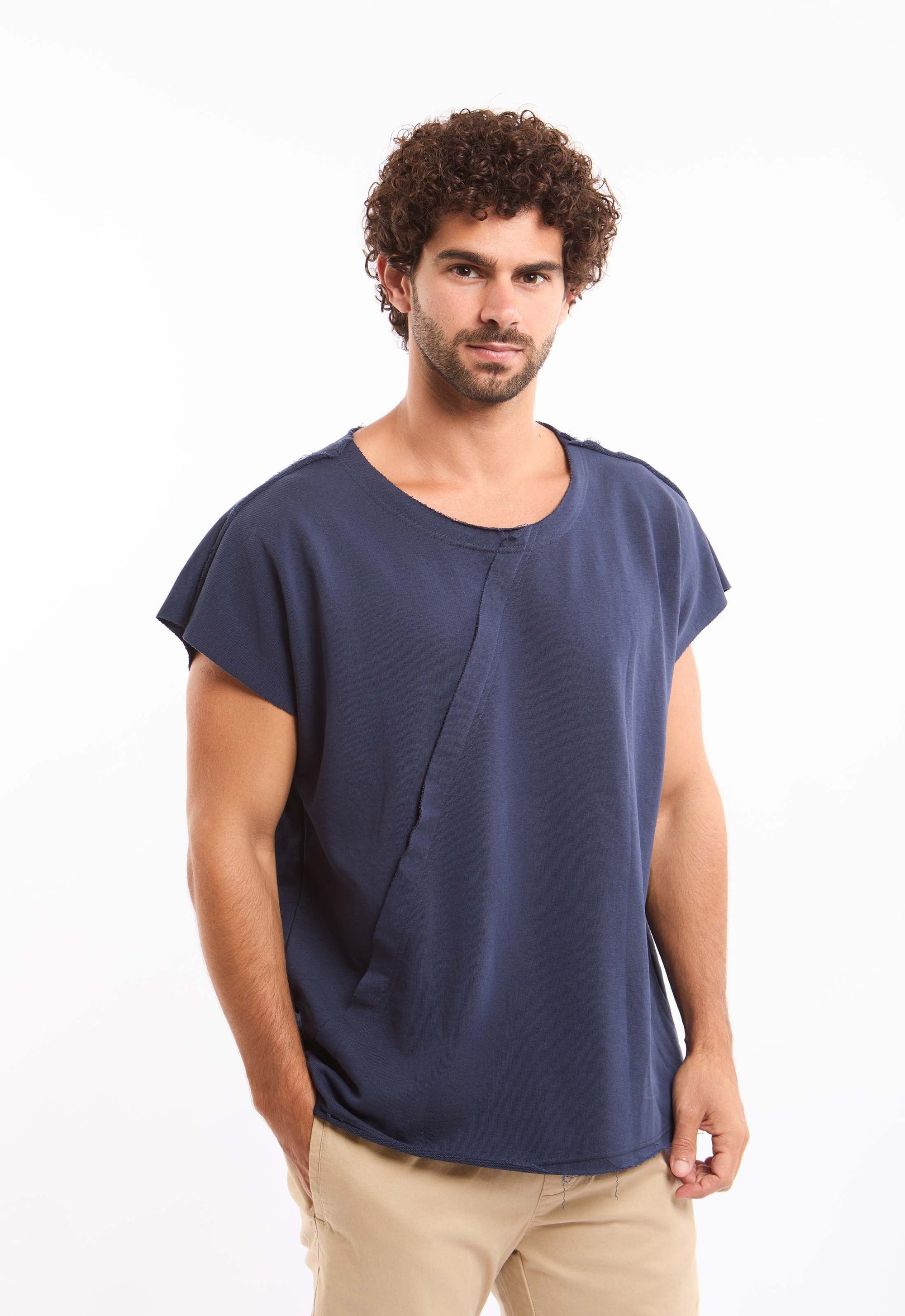 Wide Round Neck Short Sleeves Fluffy Tee