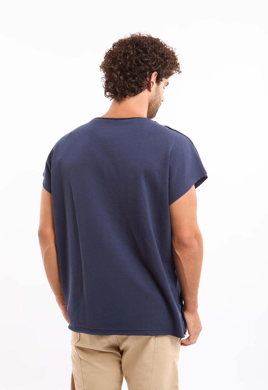 Wide Round Neck Short Sleeves Fluffy Tee