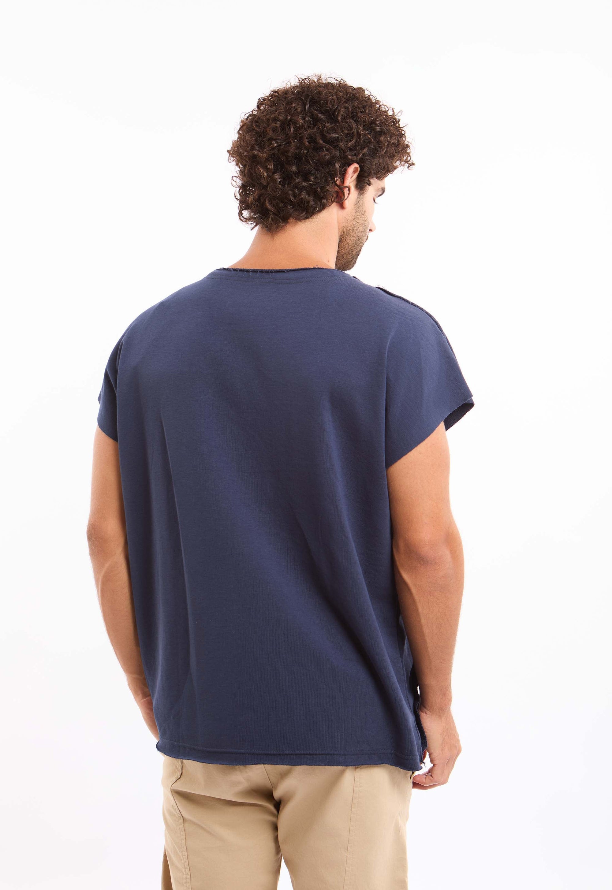 Wide Round Neck Short Sleeves Fluffy Tee