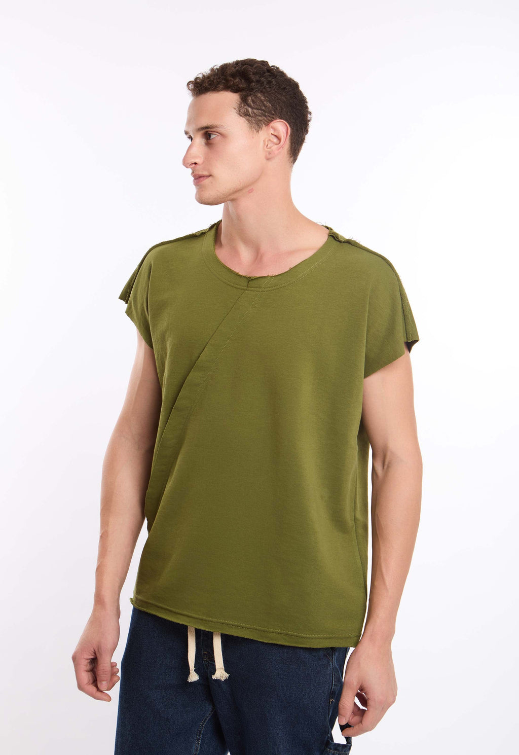 Wide Round Neck Short Sleeves Fluffy Tee