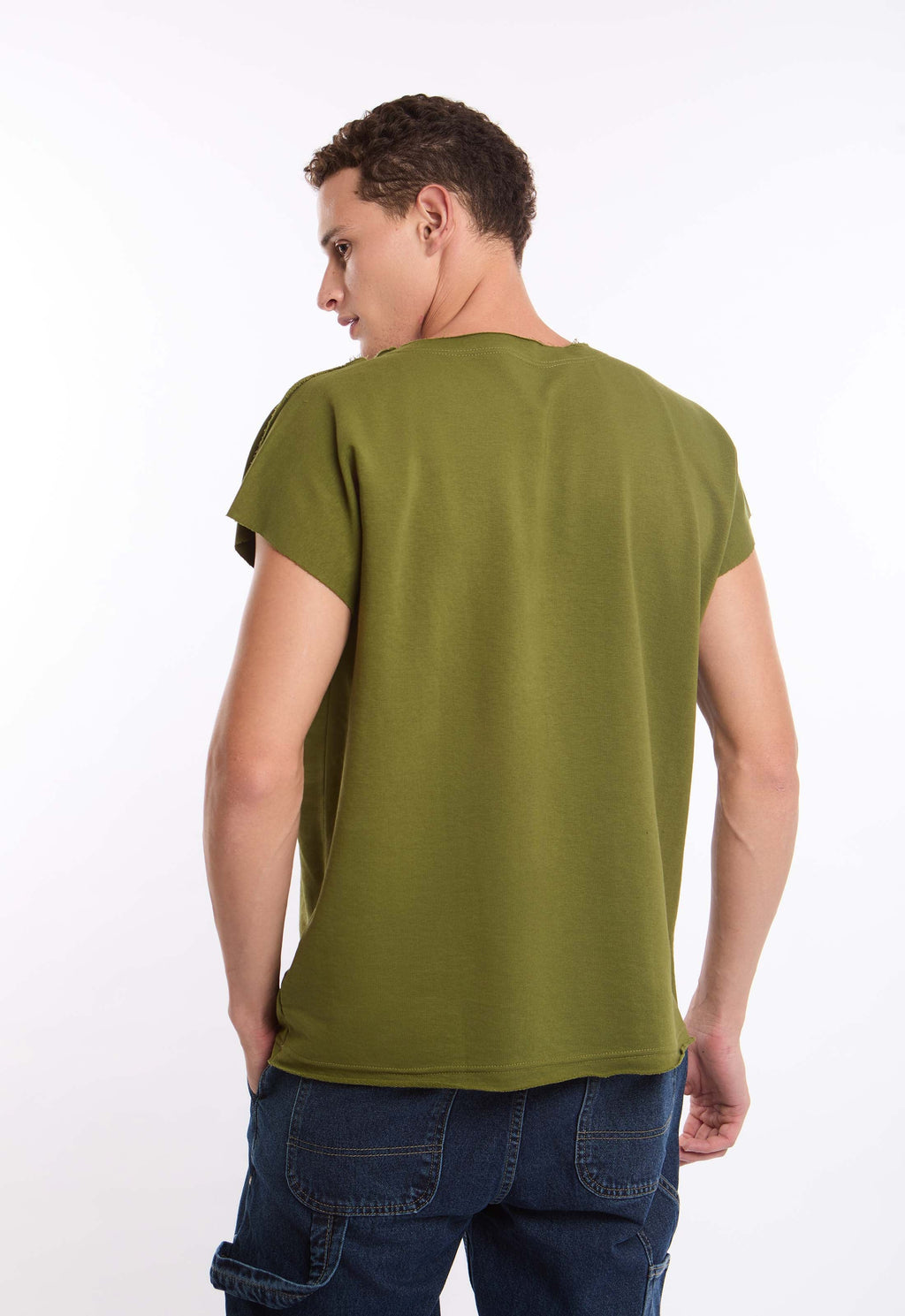 Wide Round Neck Short Sleeves Fluffy Tee