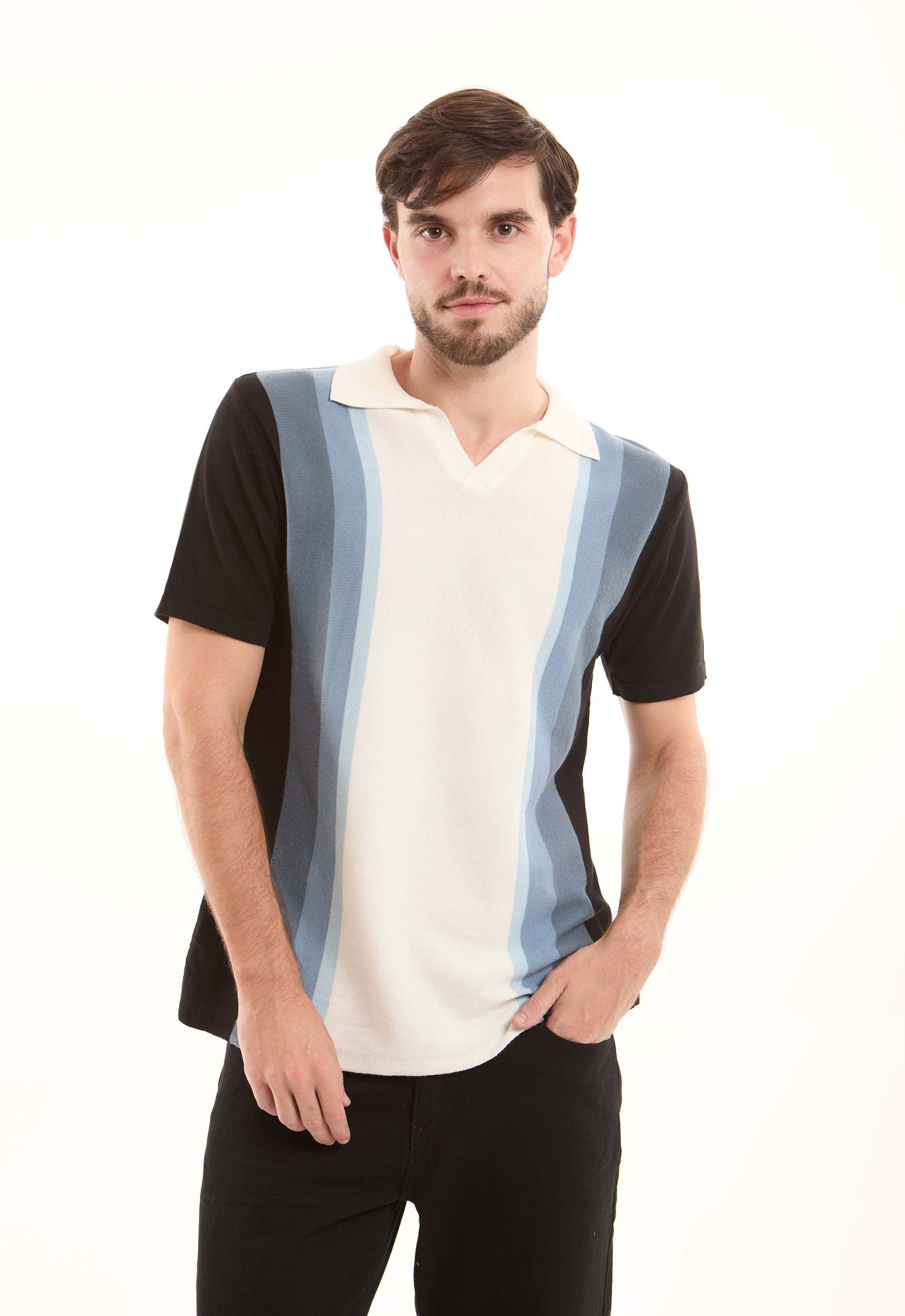 Color-block Stripes Short Sleeves Polo Shirt