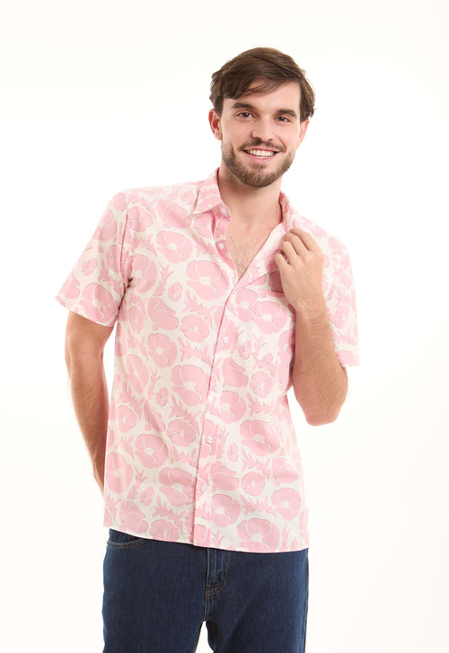 Baby pink Abstract floral print button up shirt