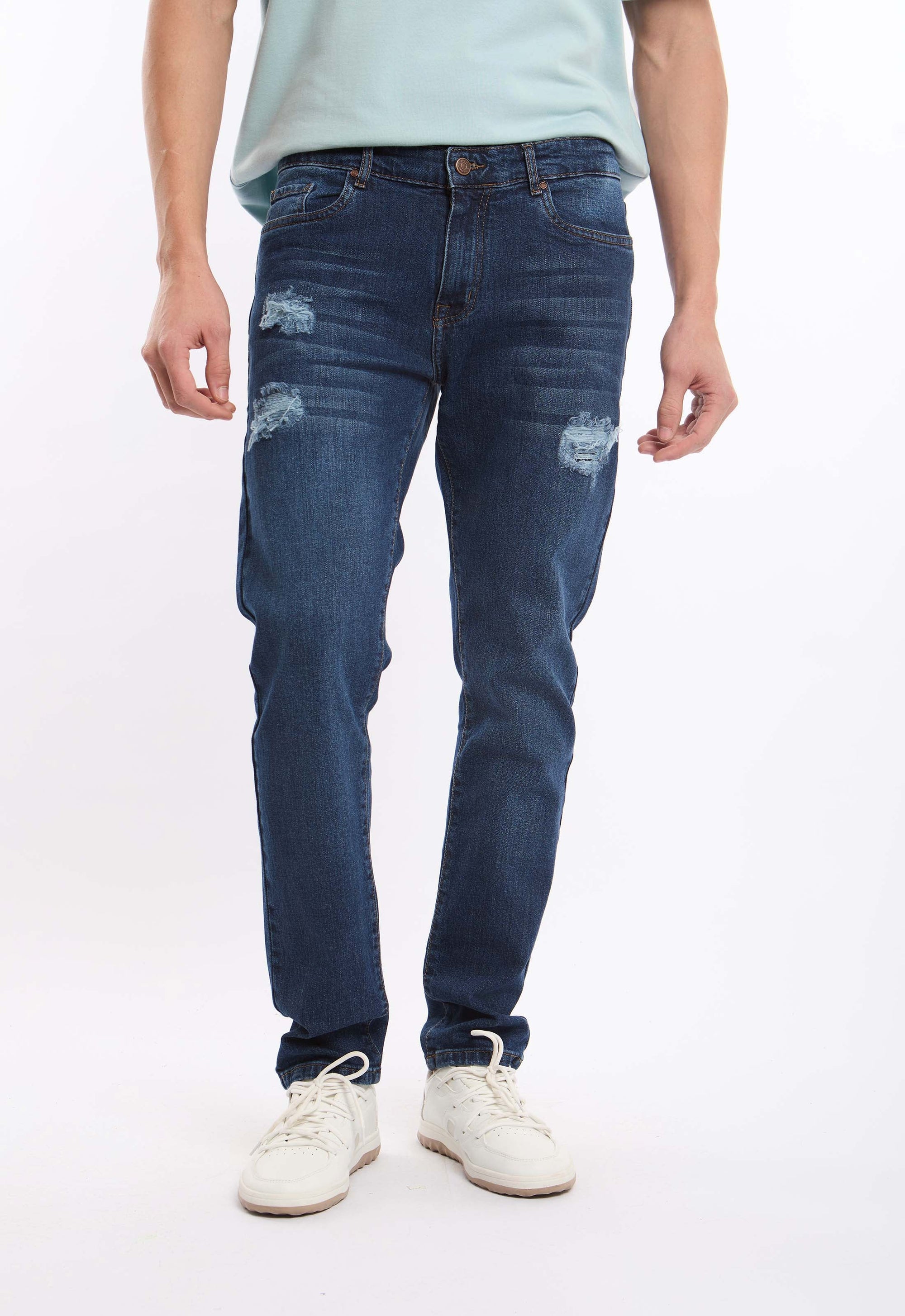 Distressed Slim Denim Jeans