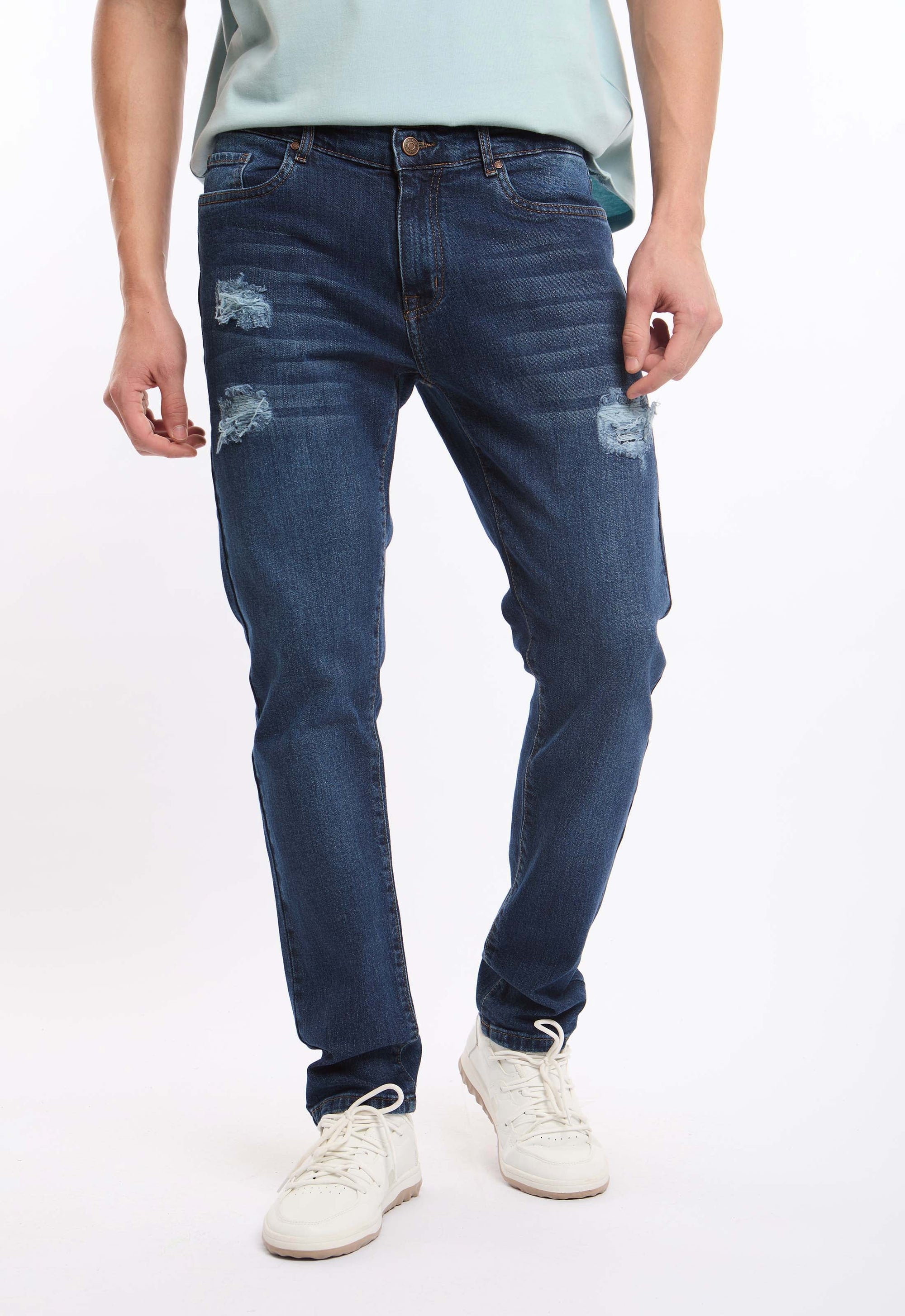 Distressed Slim Denim Jeans