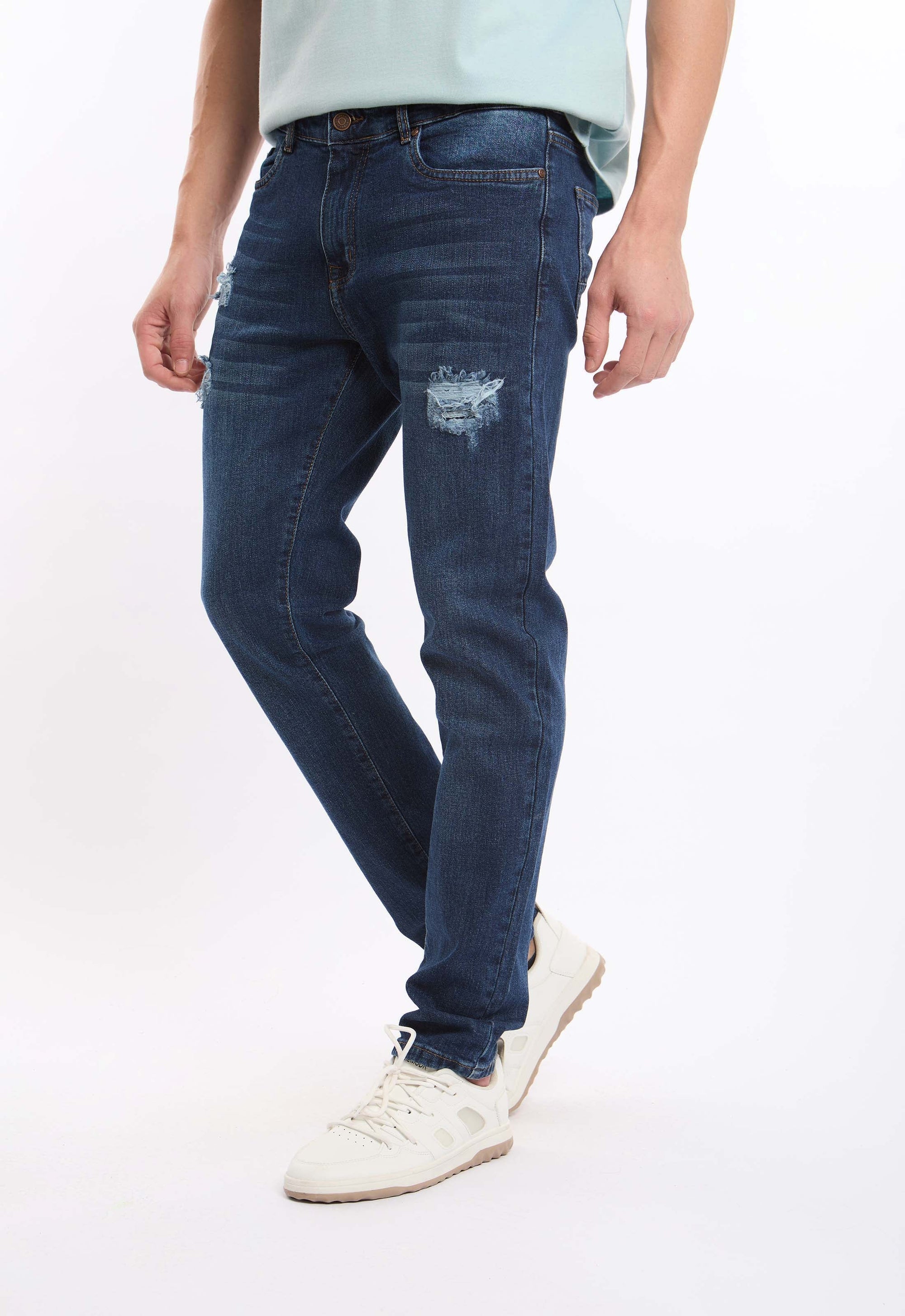 Distressed Slim Denim Jeans