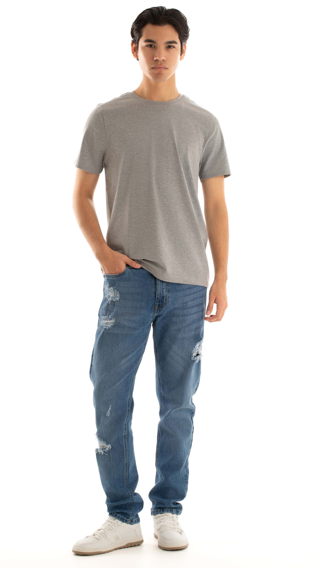Distressed Slim Denim Jeans