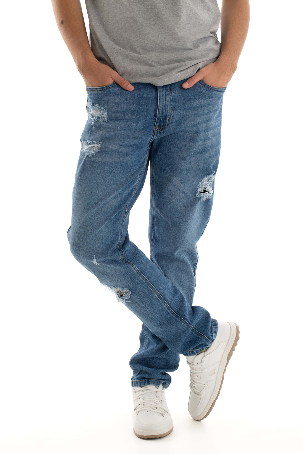 Distressed Slim Denim Jeans