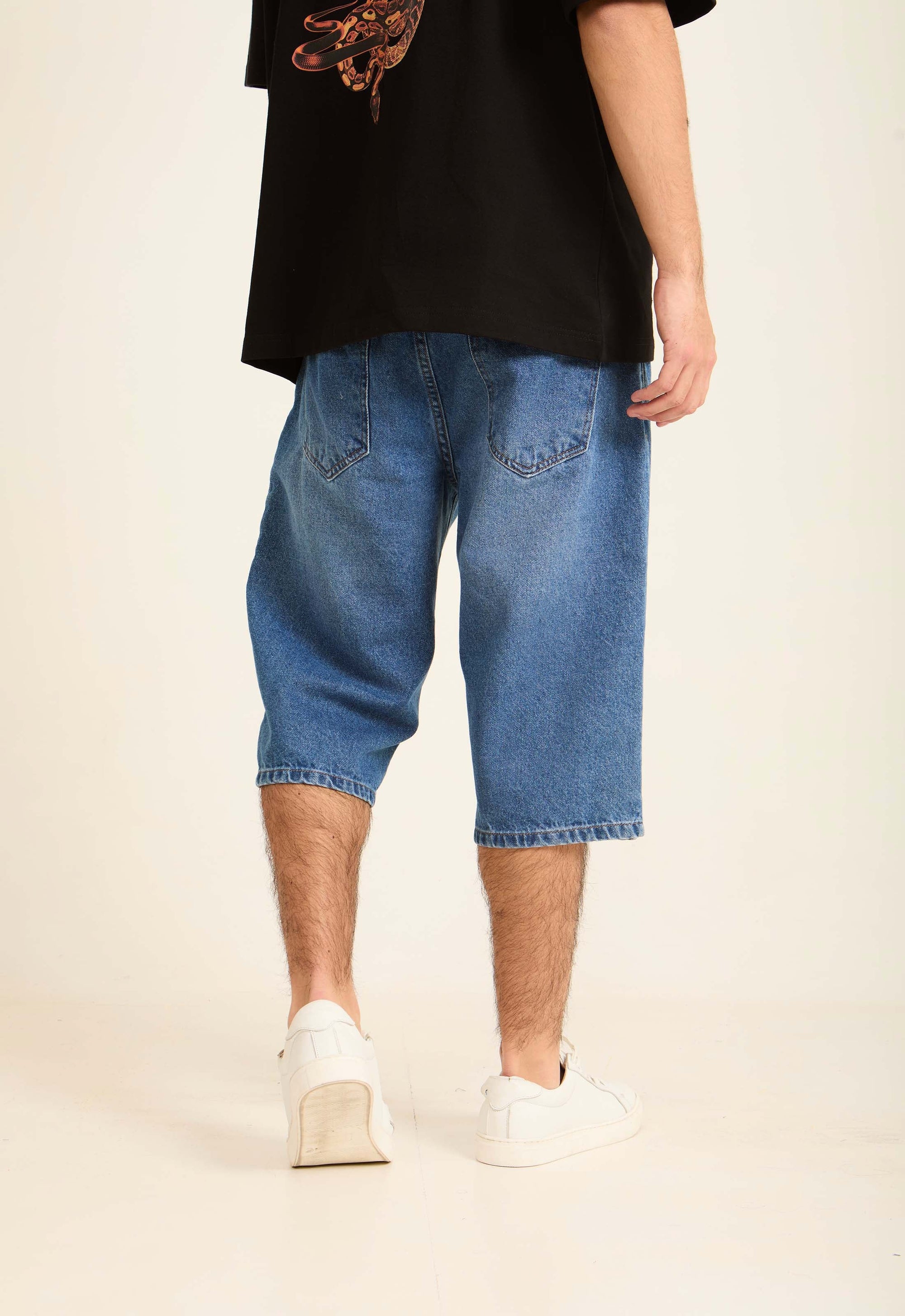 Casual Solid Long Denim Shorts